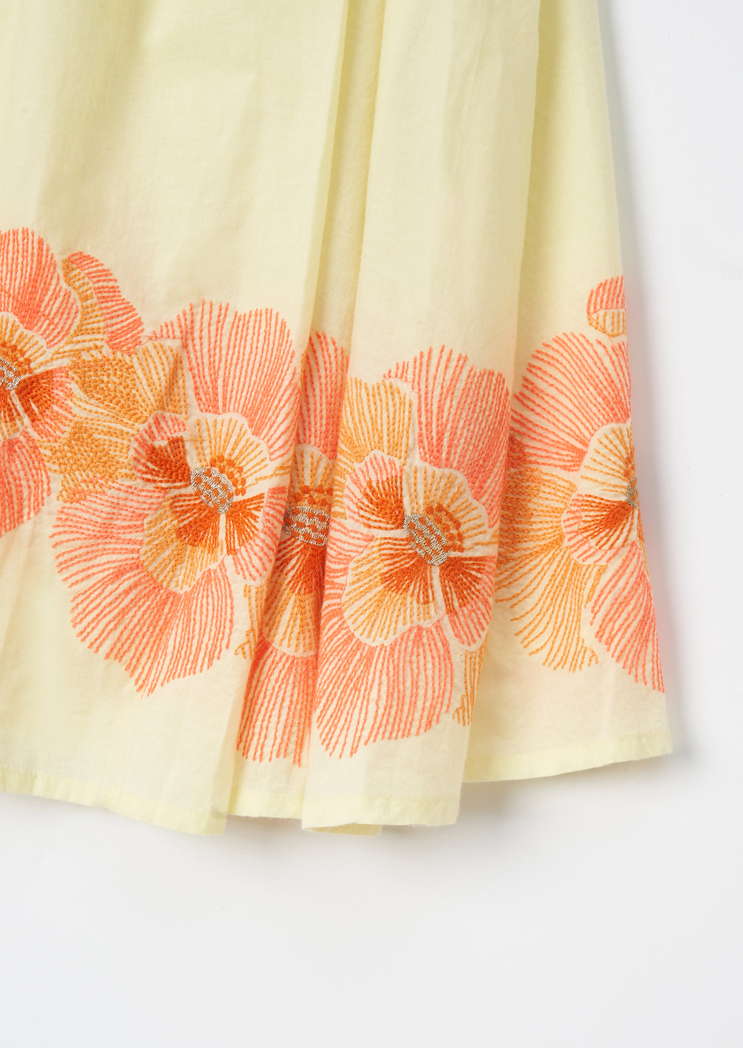 Coletta Yellow Embroidered Swing Dress