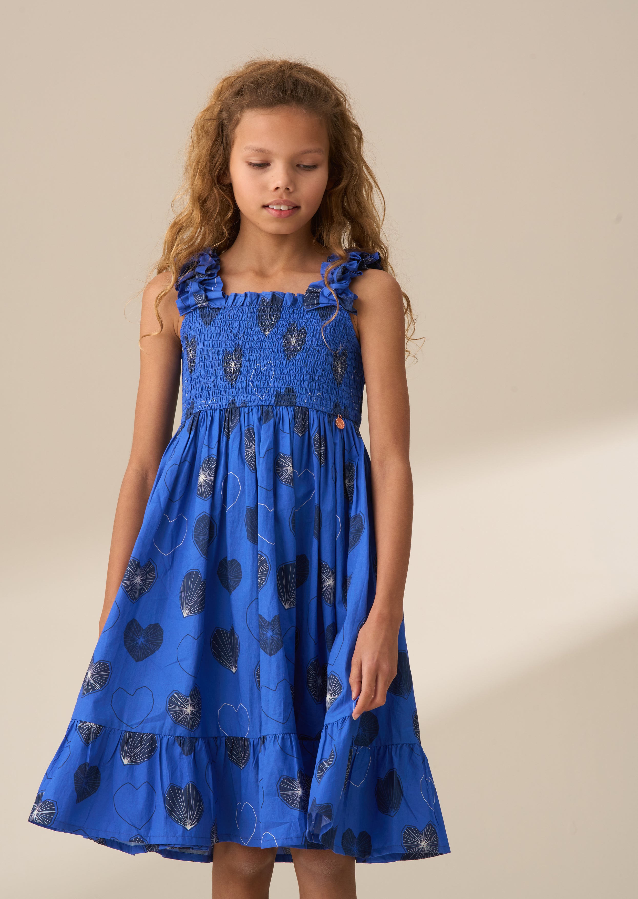 Monique Blue Tiered Print Dress