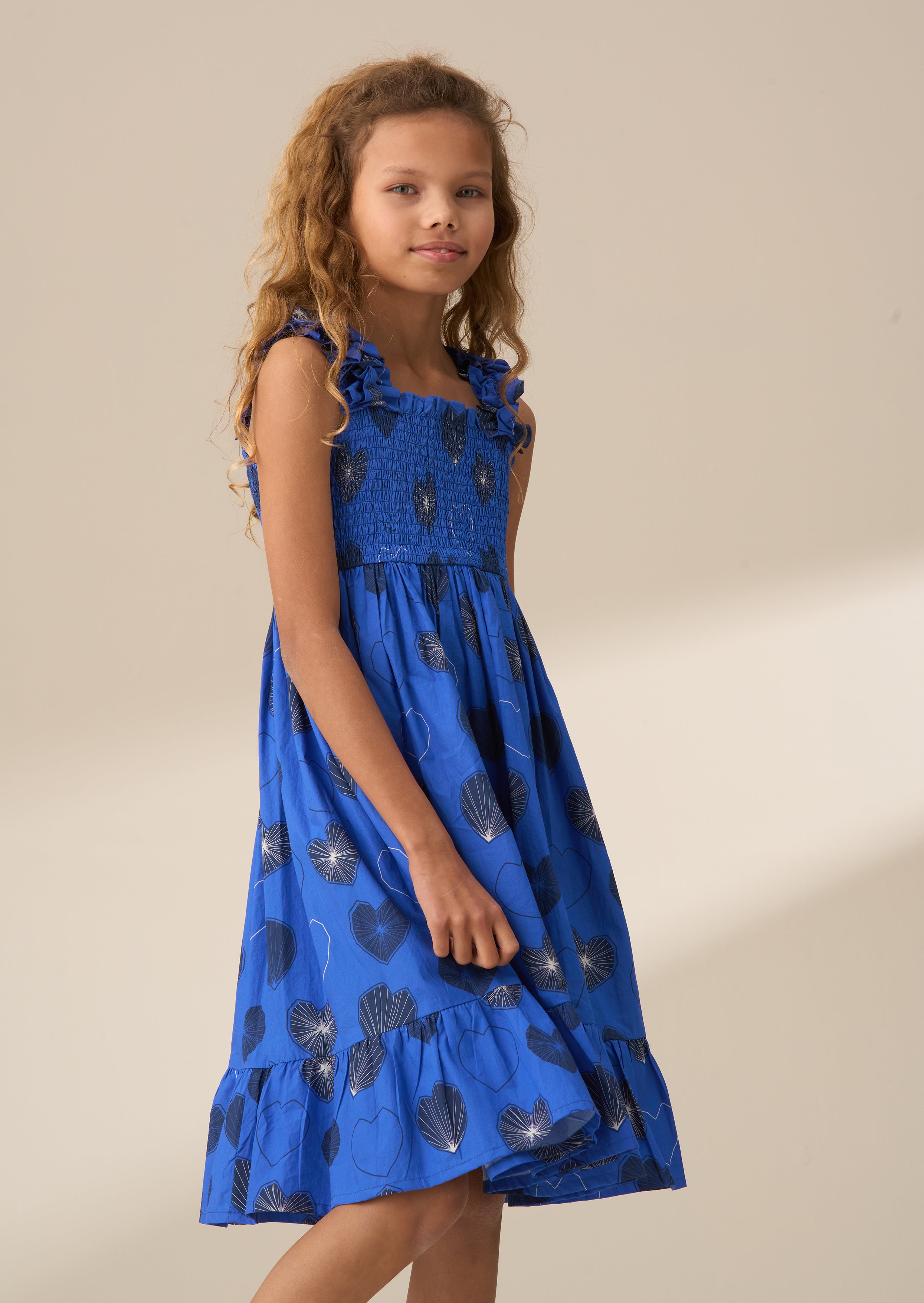 Monique Blue Tiered Print Dress