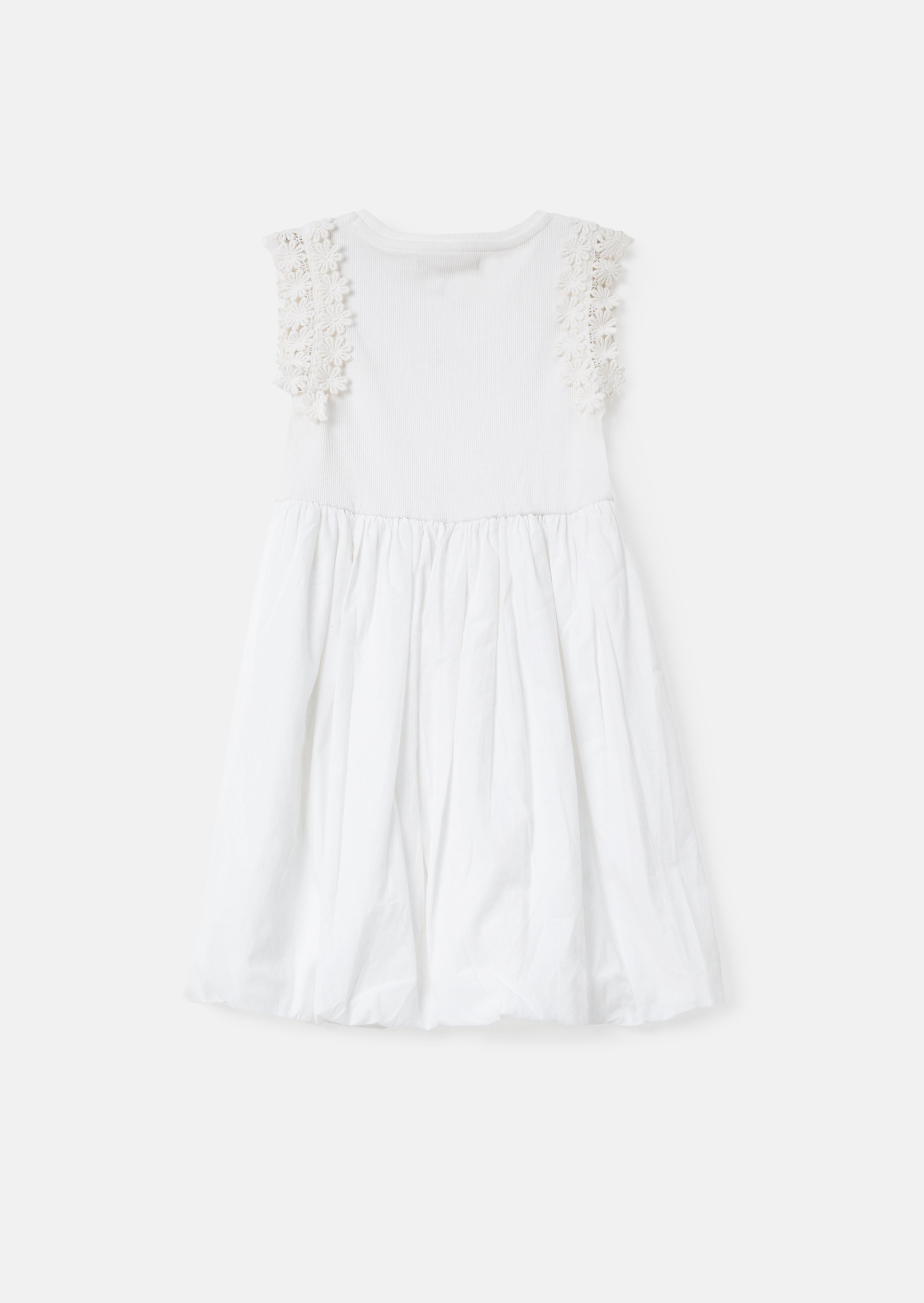 Jess White Bubble Hem Flower Dress