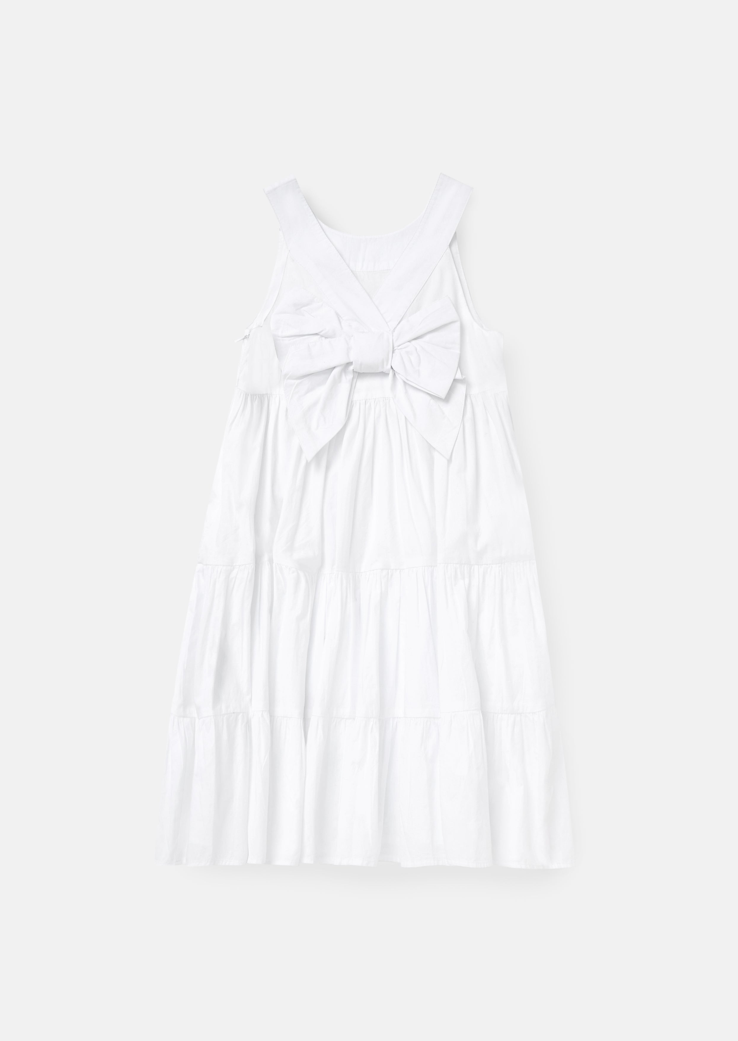 Demi White Tiered Bow Back Dress