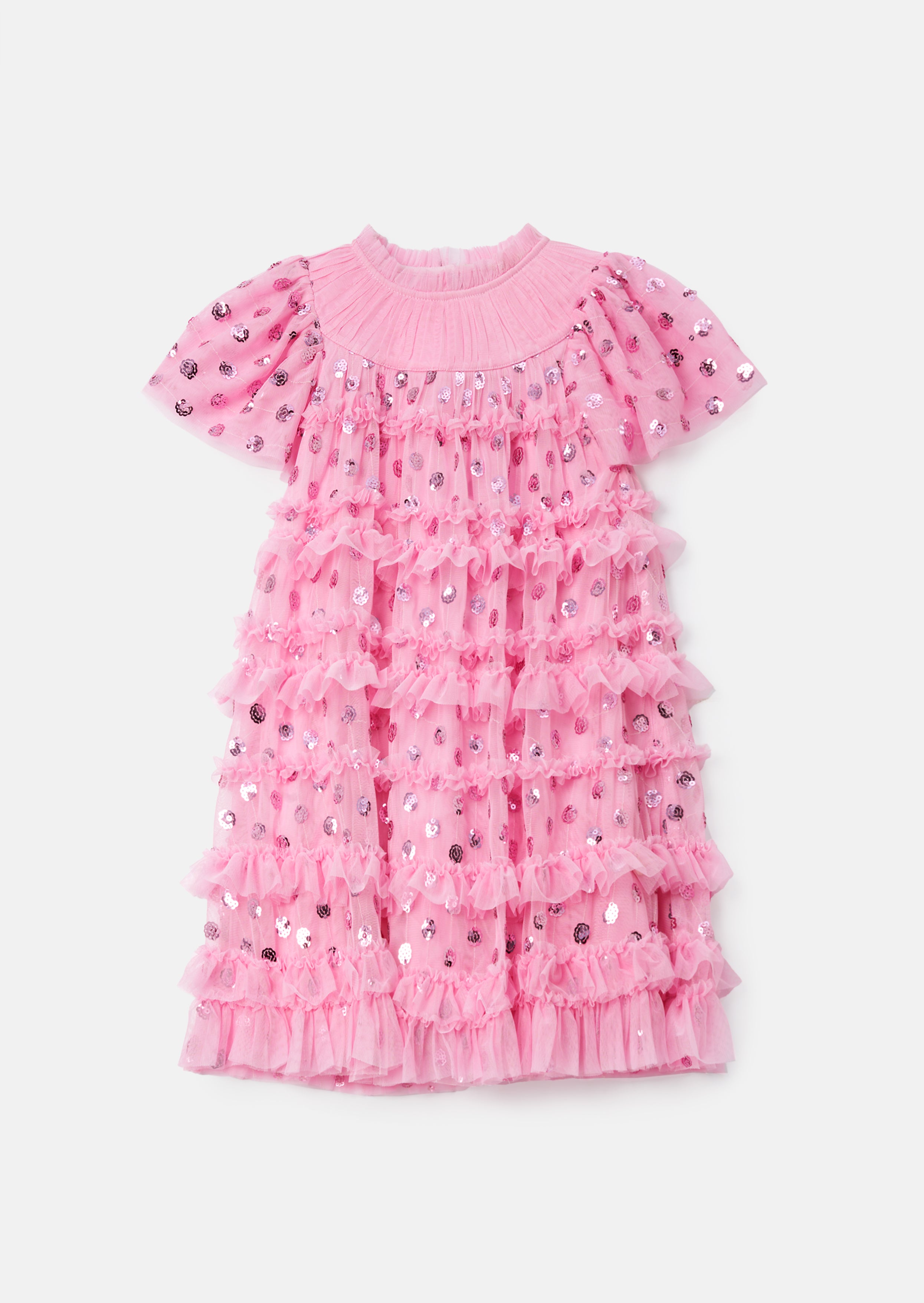 Bea Pink Mesh Frill Dress