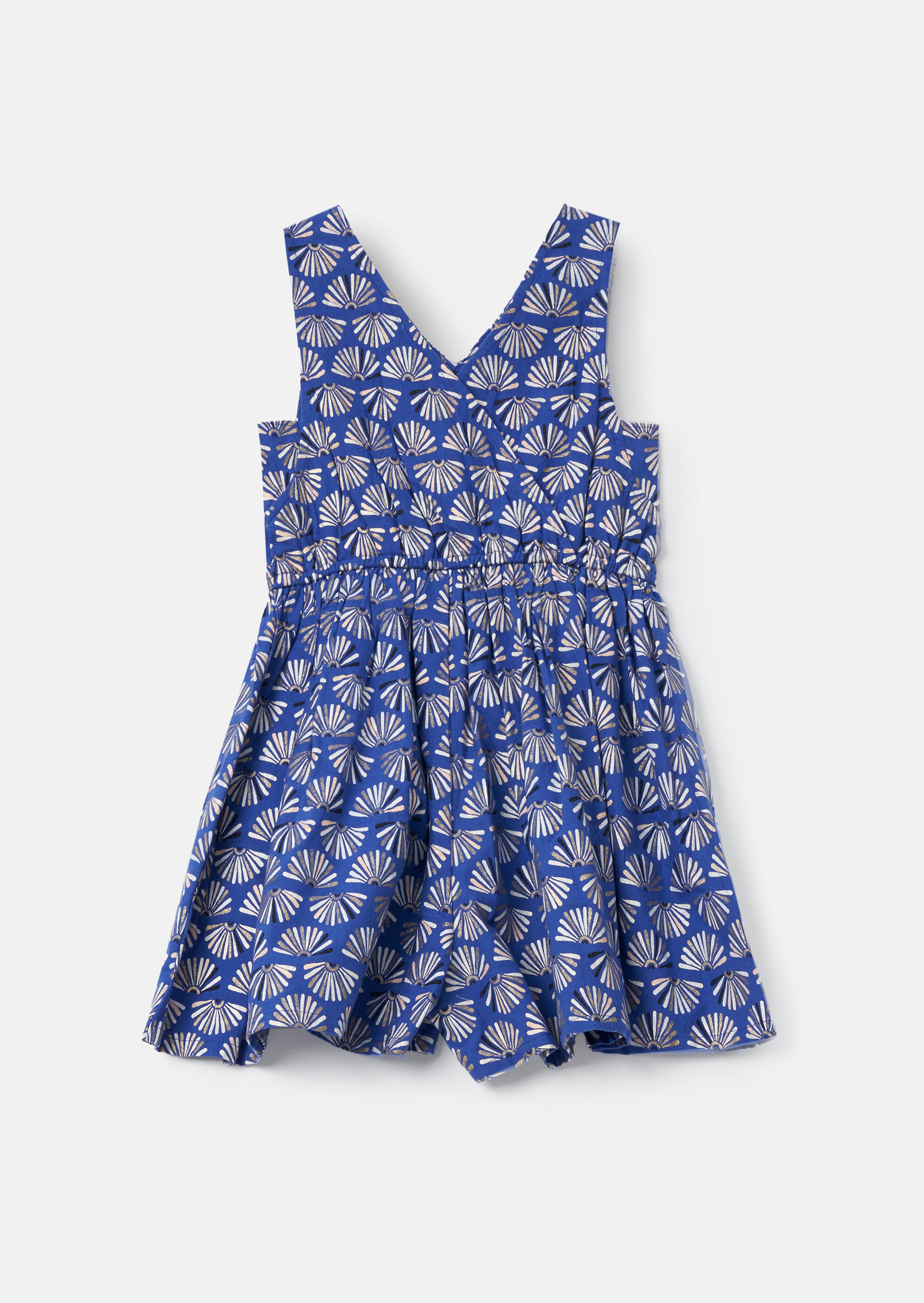 Lina Blue Printed Linen Playsuit