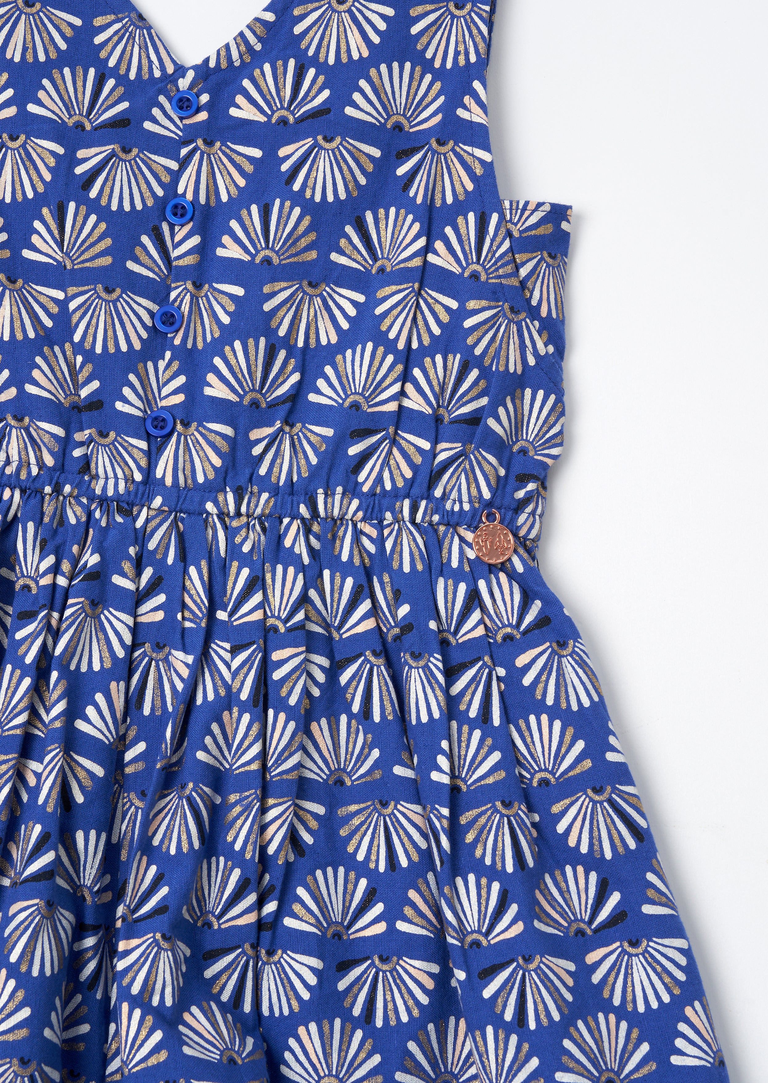 Lina Blue Printed Linen Playsuit