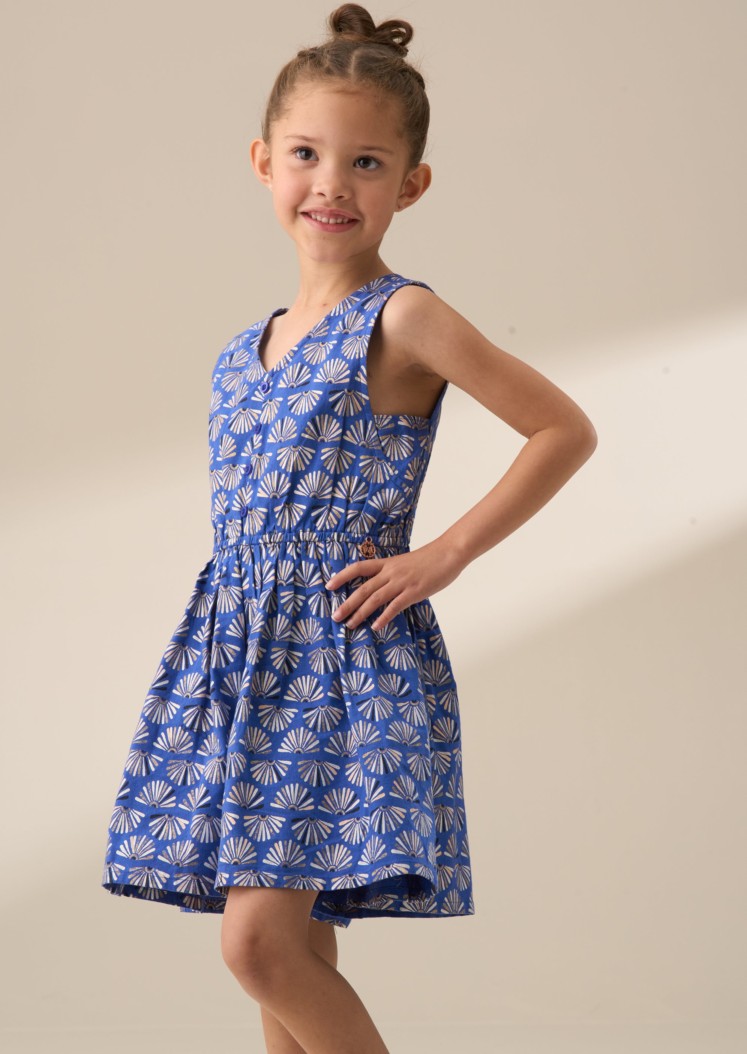 Lina Blue Printed Linen Playsuit