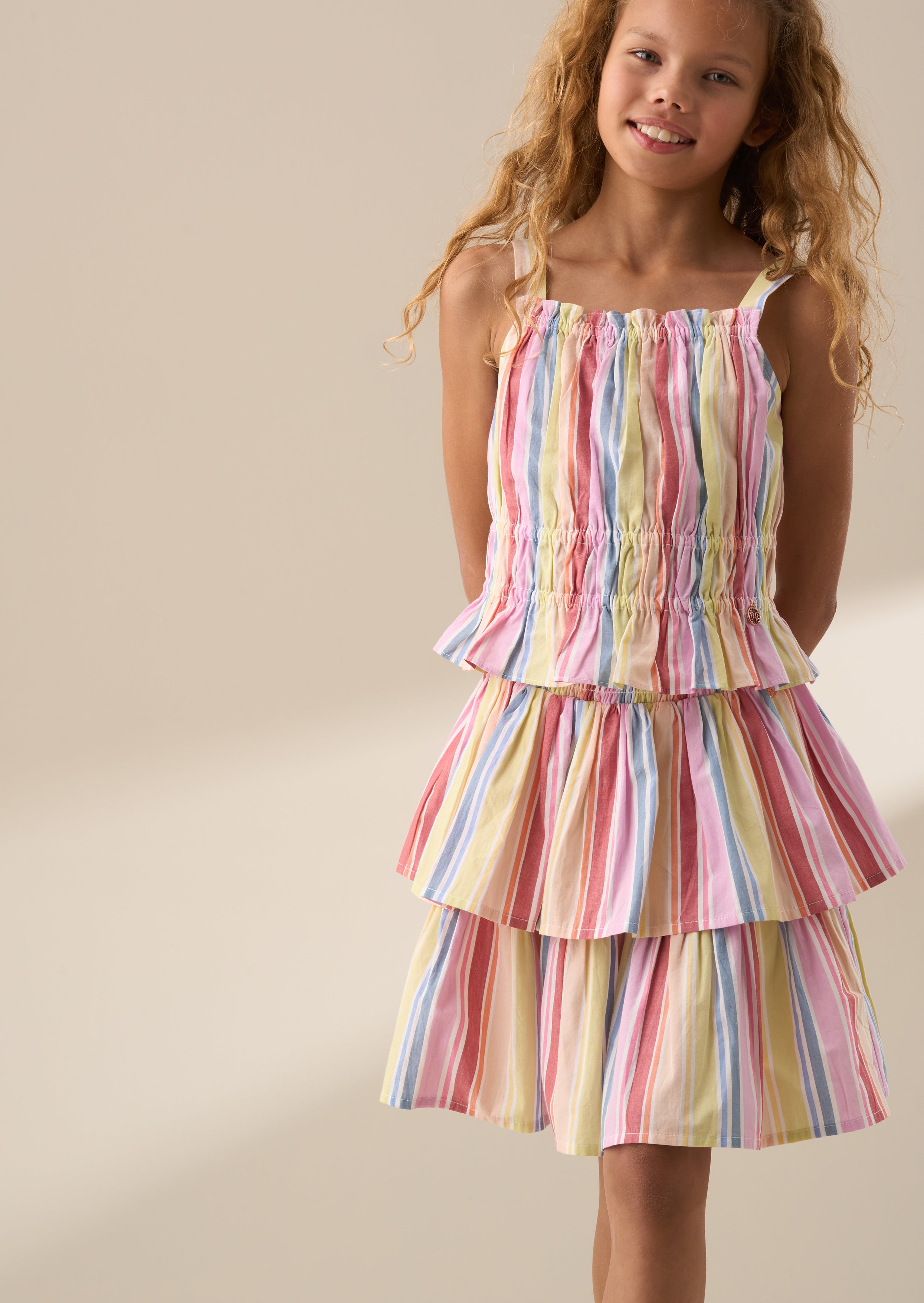 Faye Multi Stripe Tiered Skirt