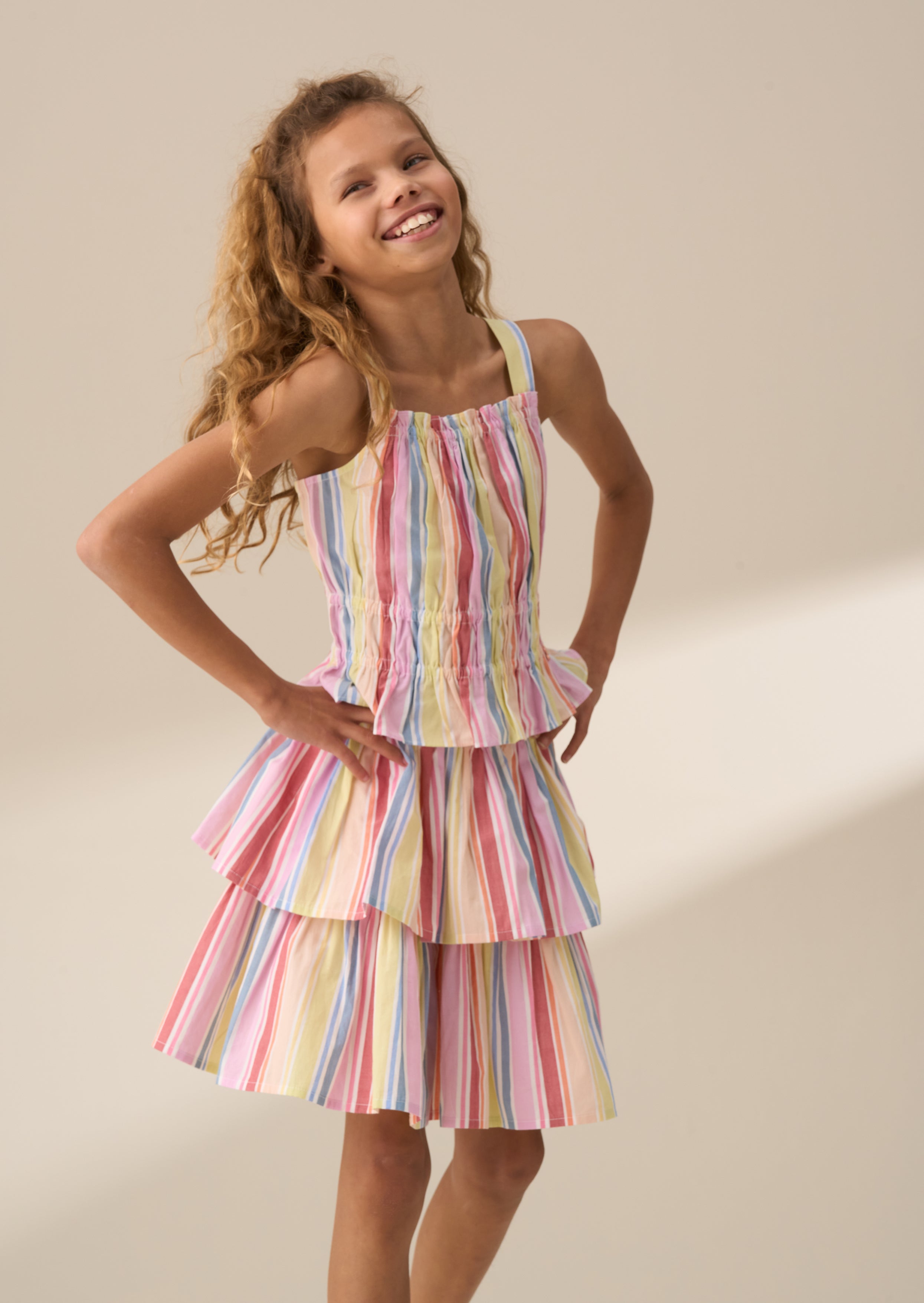 Faye Multi Stripe Tiered Skirt