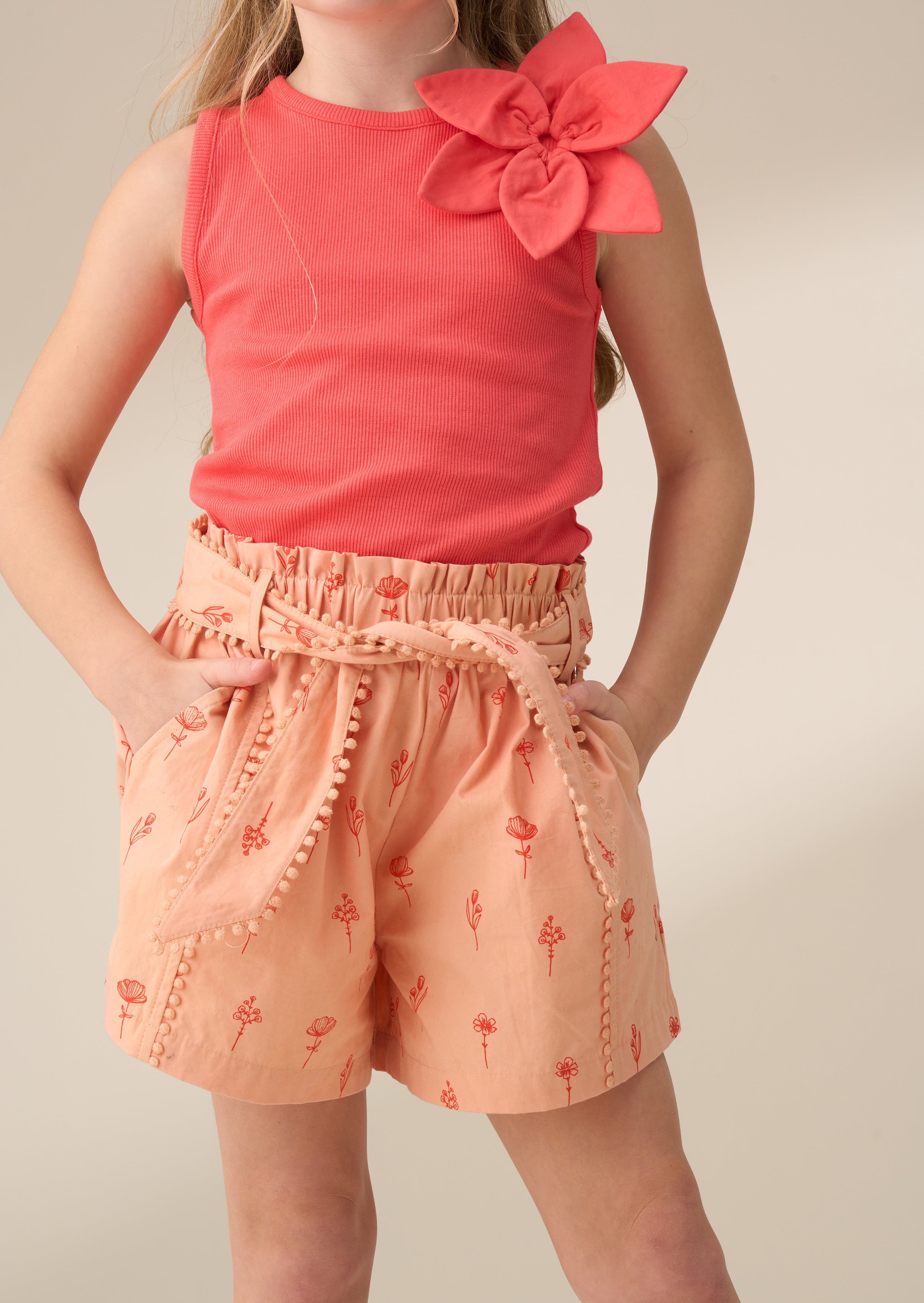 Raya Coral Printed Poplin Shorts