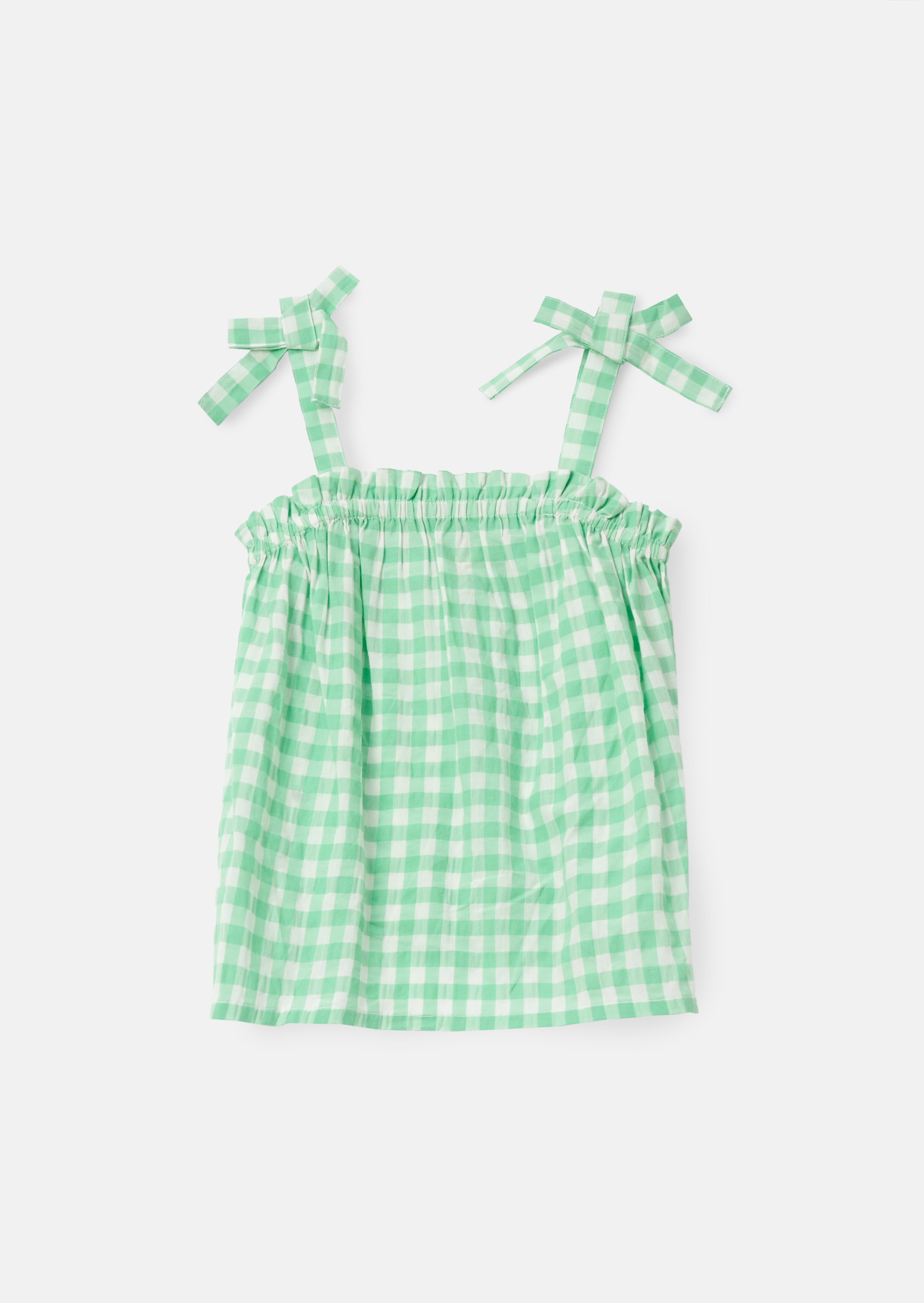 Connie Green Gingham Shirred Top