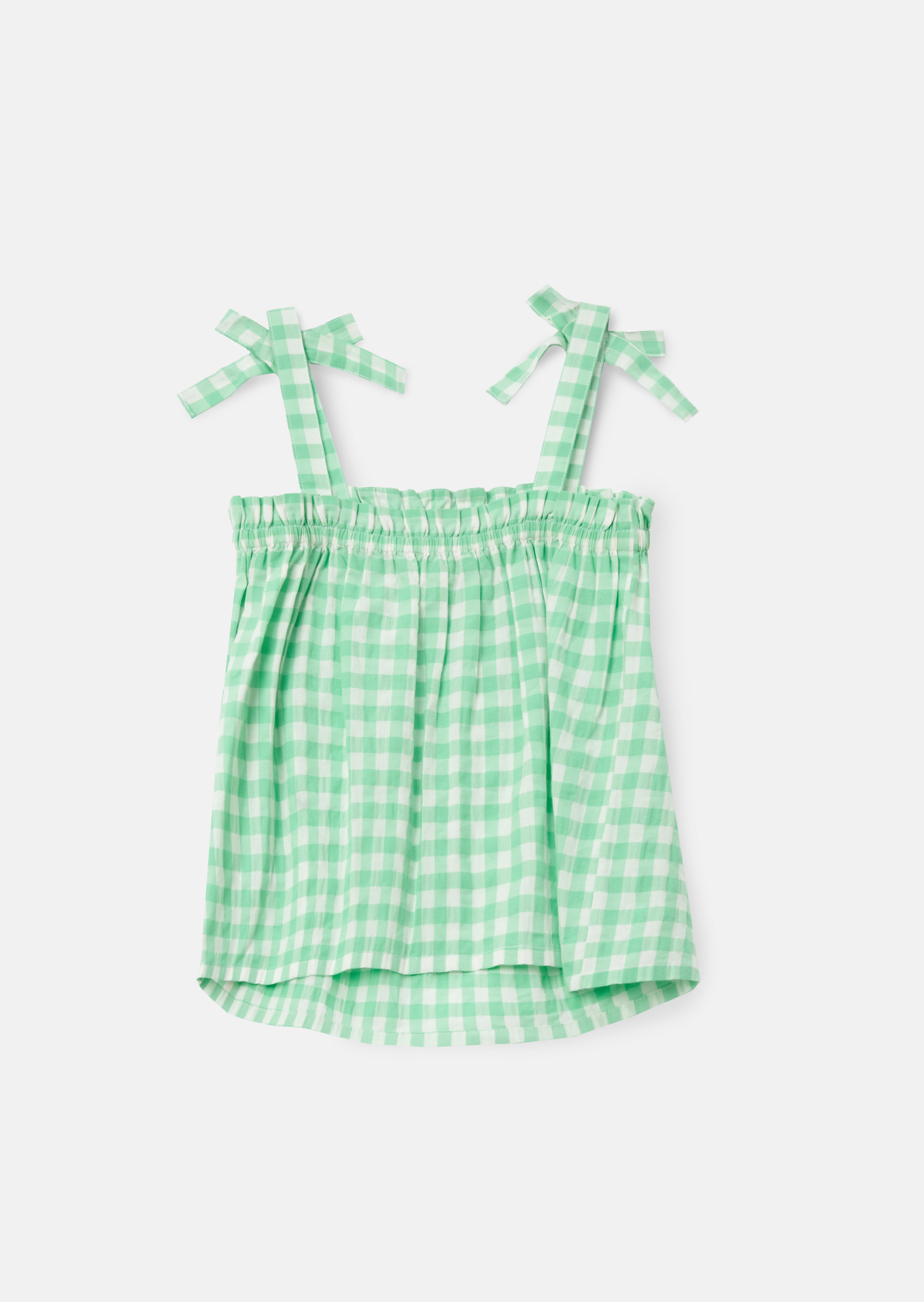 Connie Green Gingham Shirred Top