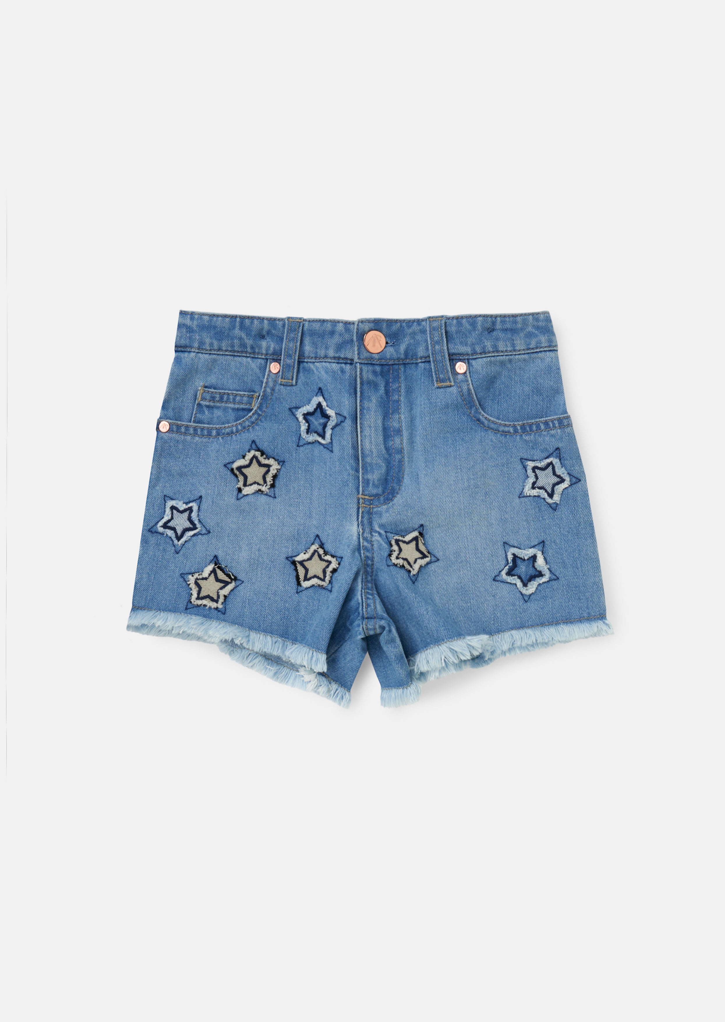 Nina Blue Star Applique Denim Short