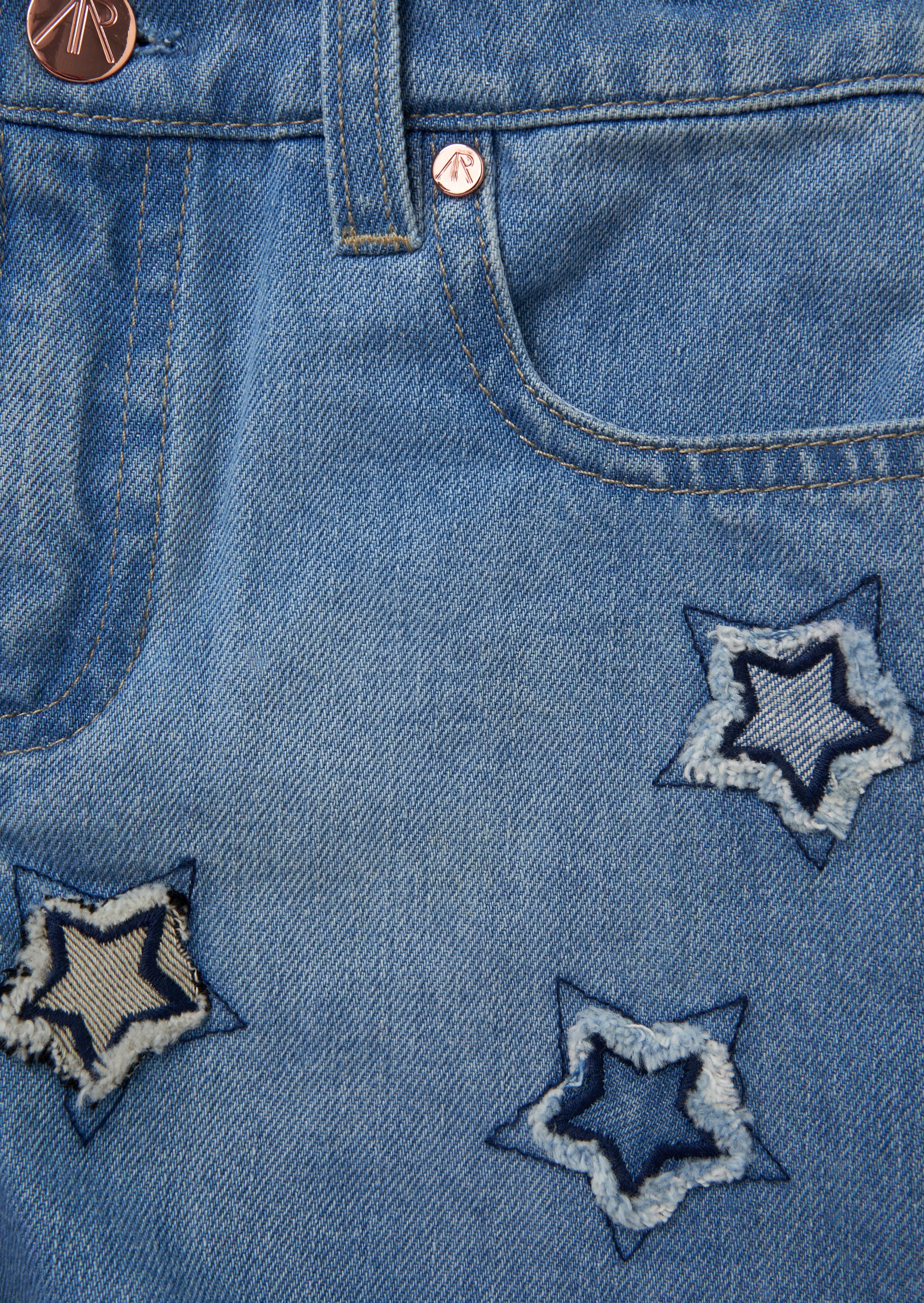 Nina Blue Star Applique Denim Short