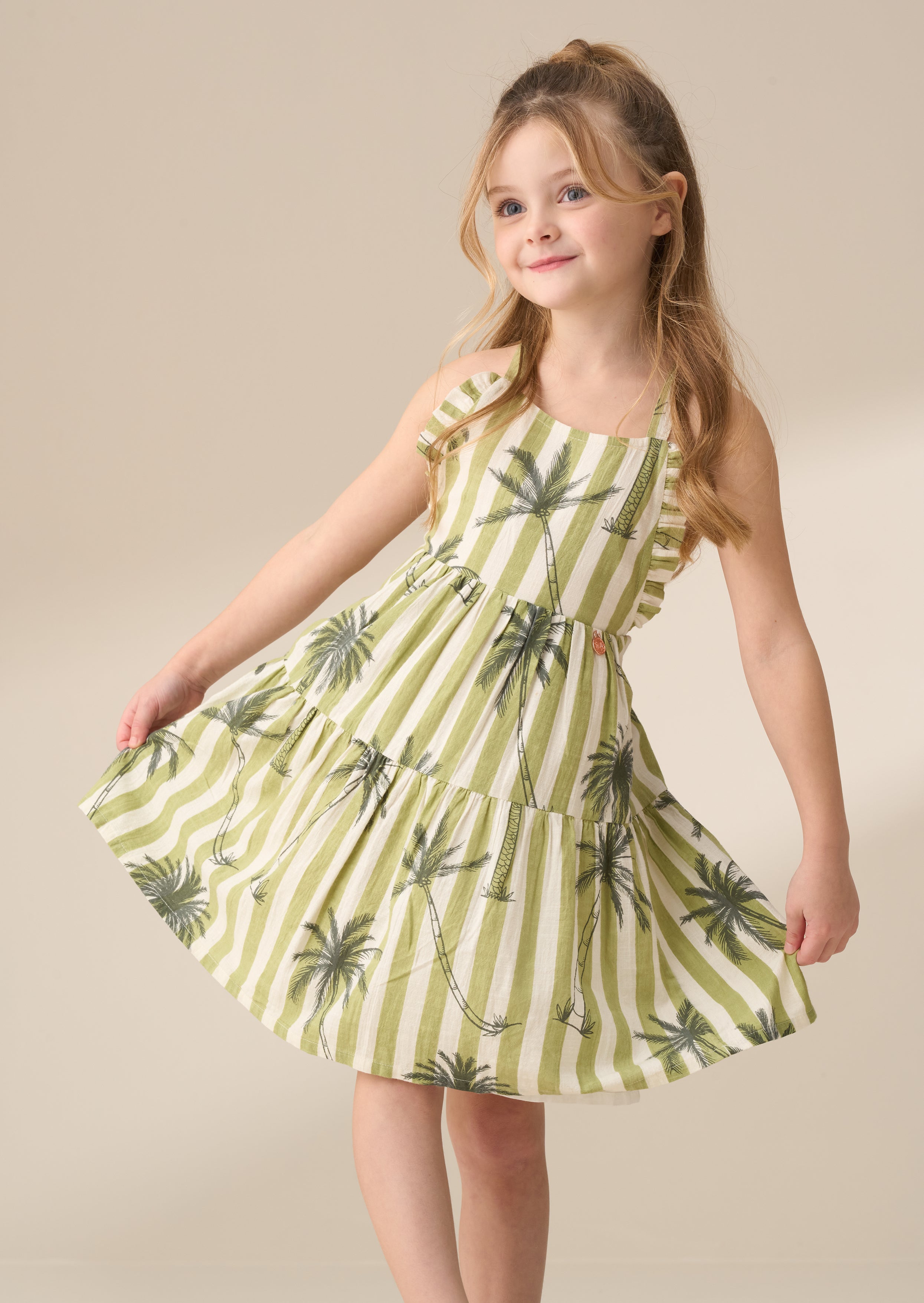 Colletta Green Palm Stripe Sundress