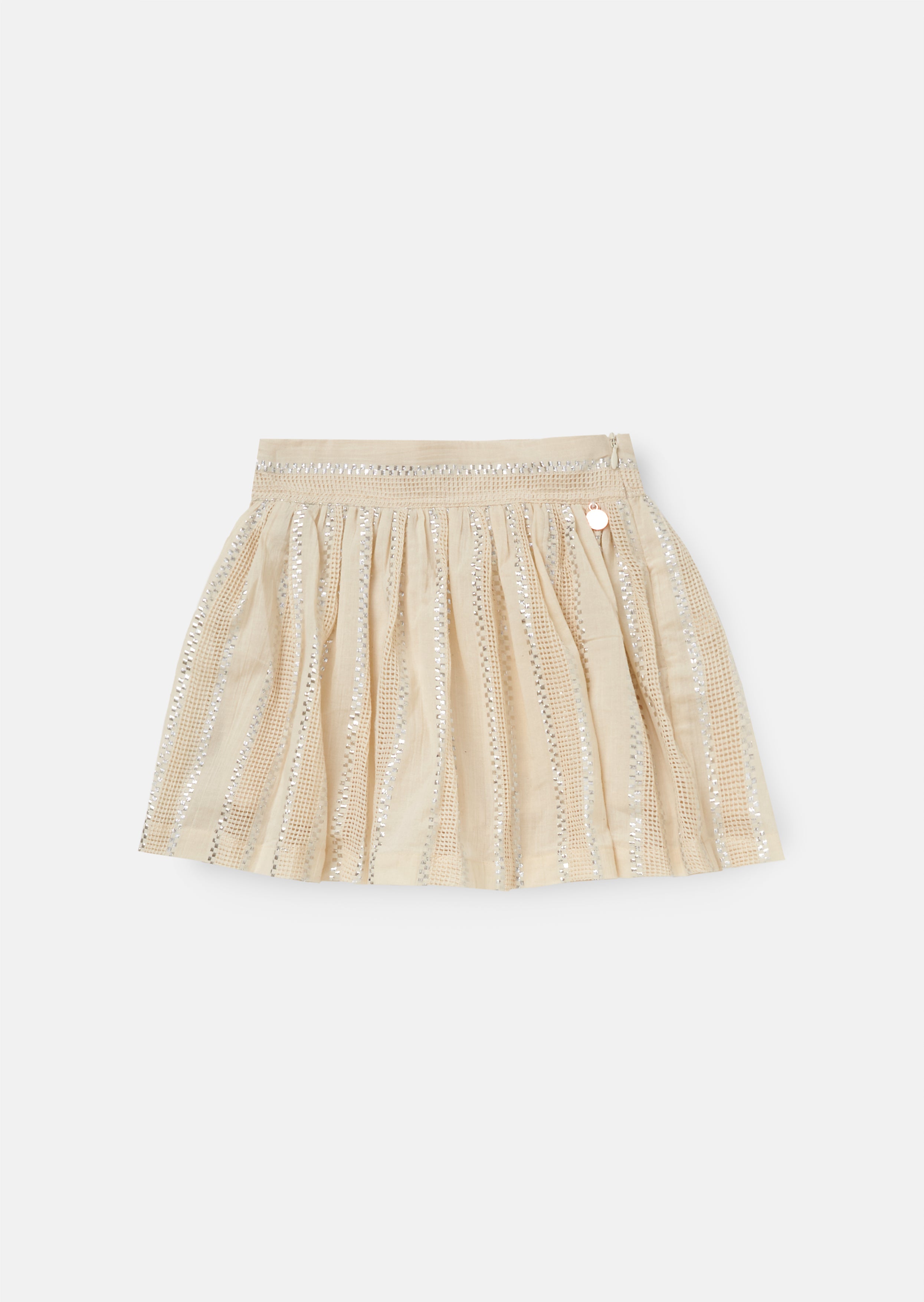 Ellie Cream Metallic Stripe Skort