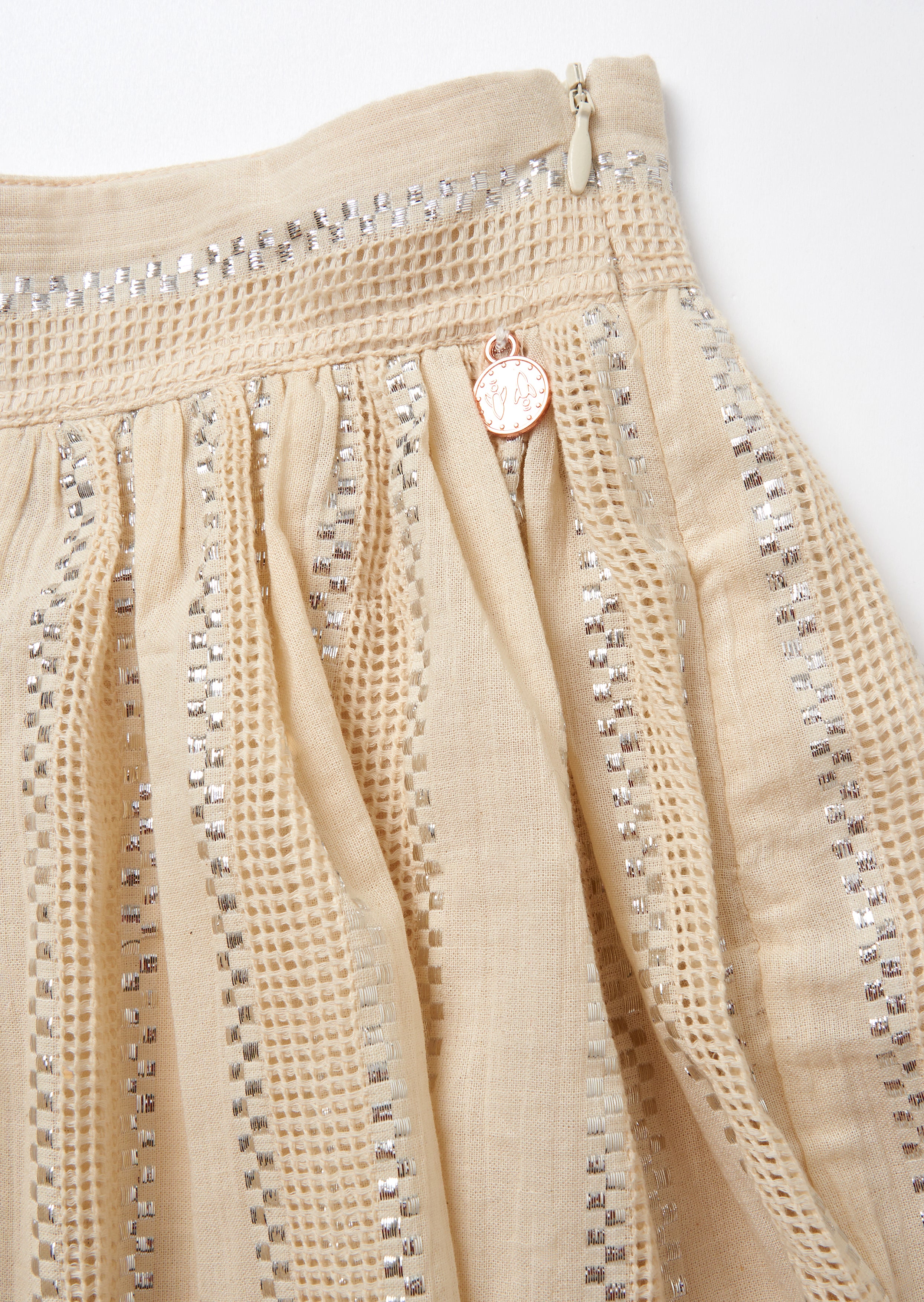 Ellie Cream Metallic Stripe Skort