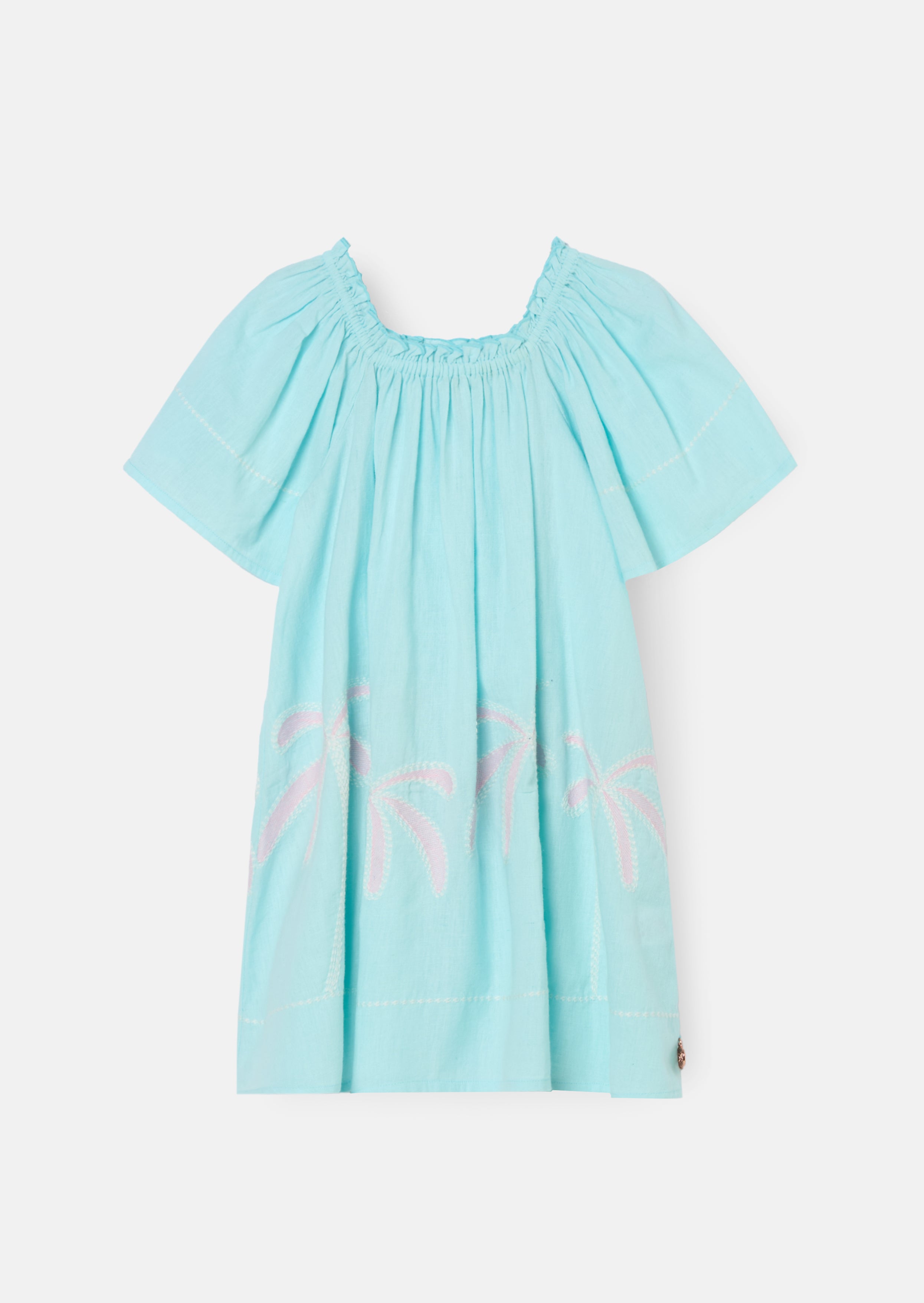 Paloma Blue Embroidered Hem Swing Dress