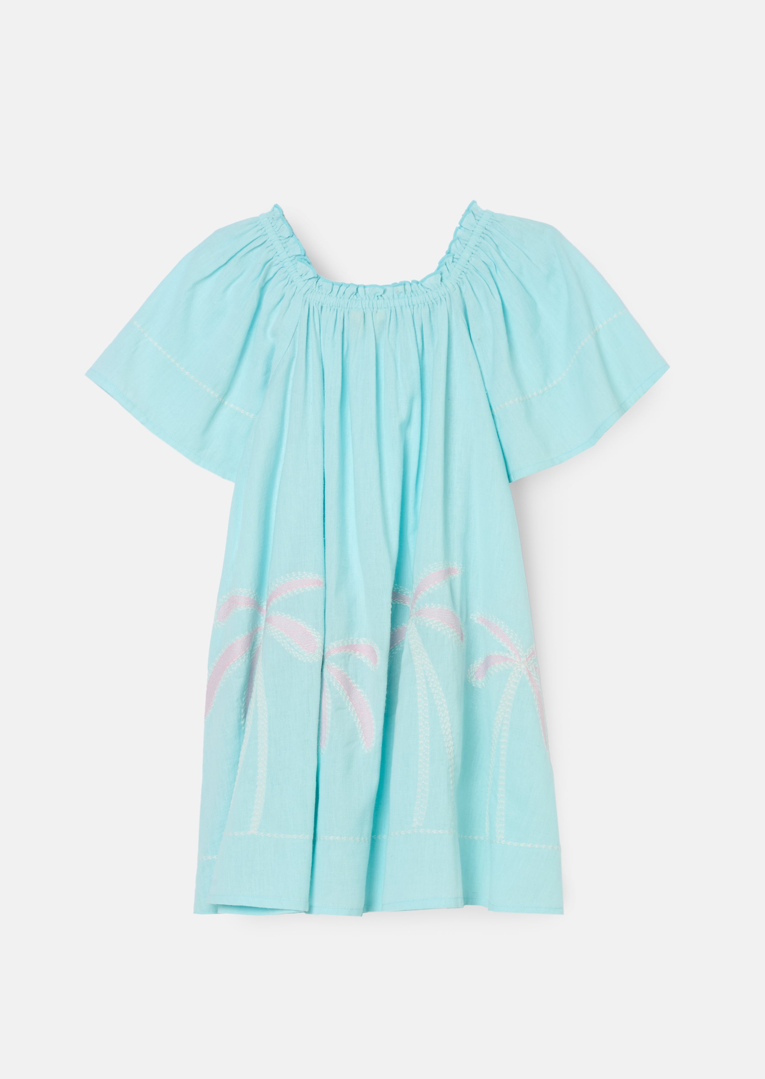 Paloma Blue Embroidered Hem Swing Dress