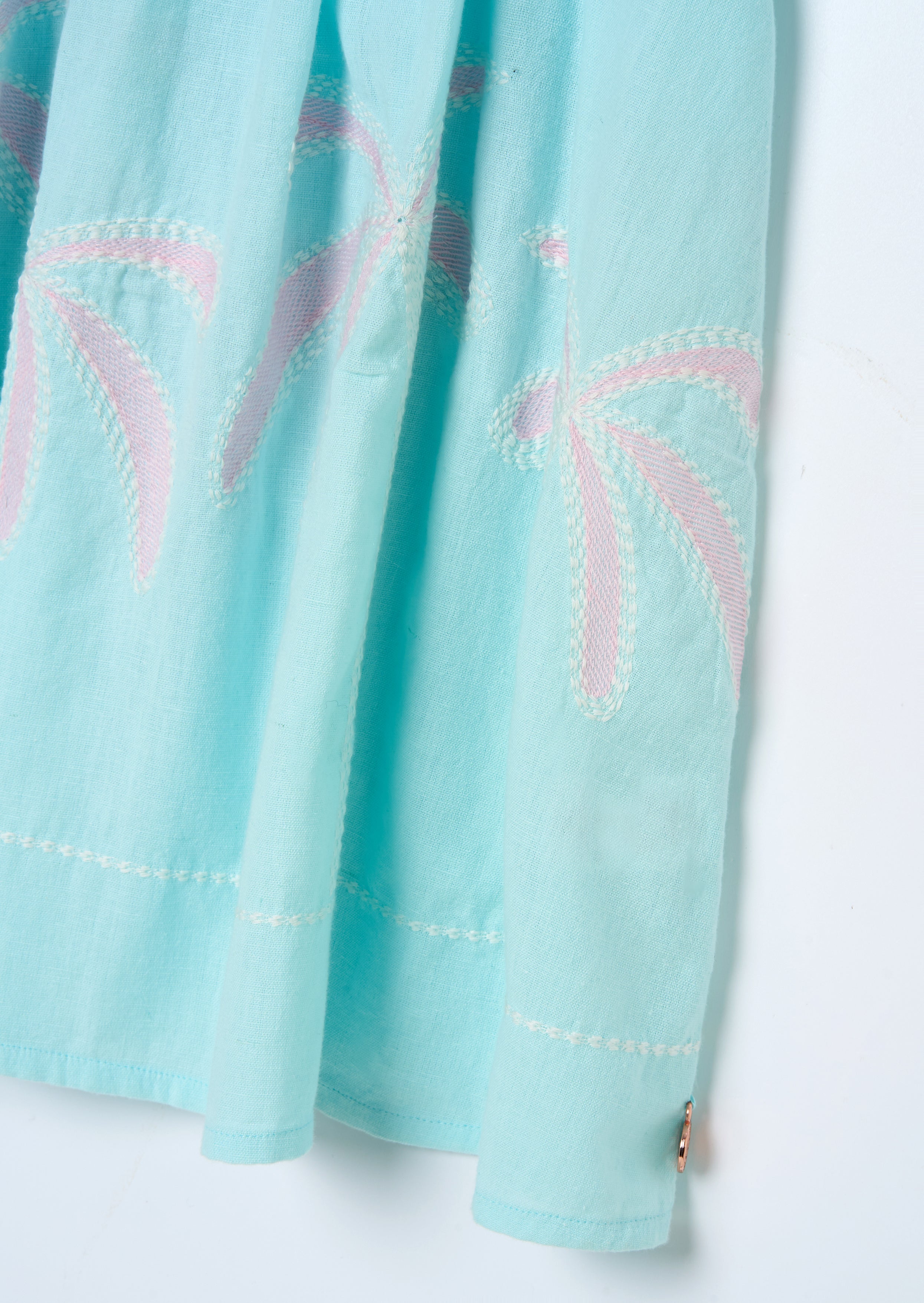 Paloma Blue Embroidered Hem Swing Dress