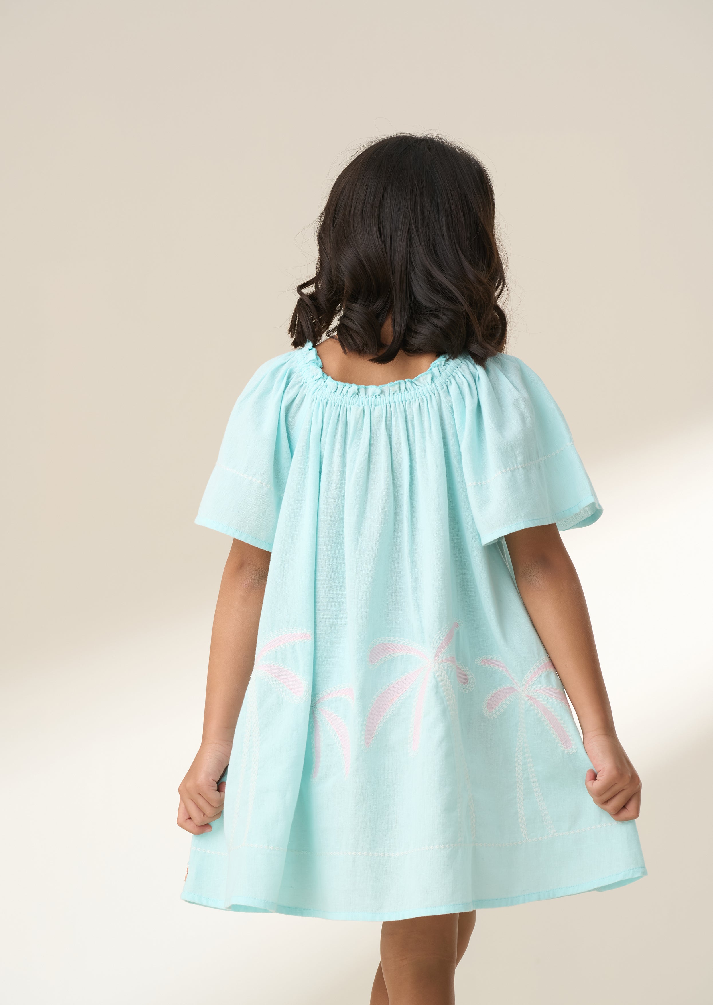 Paloma Blue Embroidered Hem Swing Dress