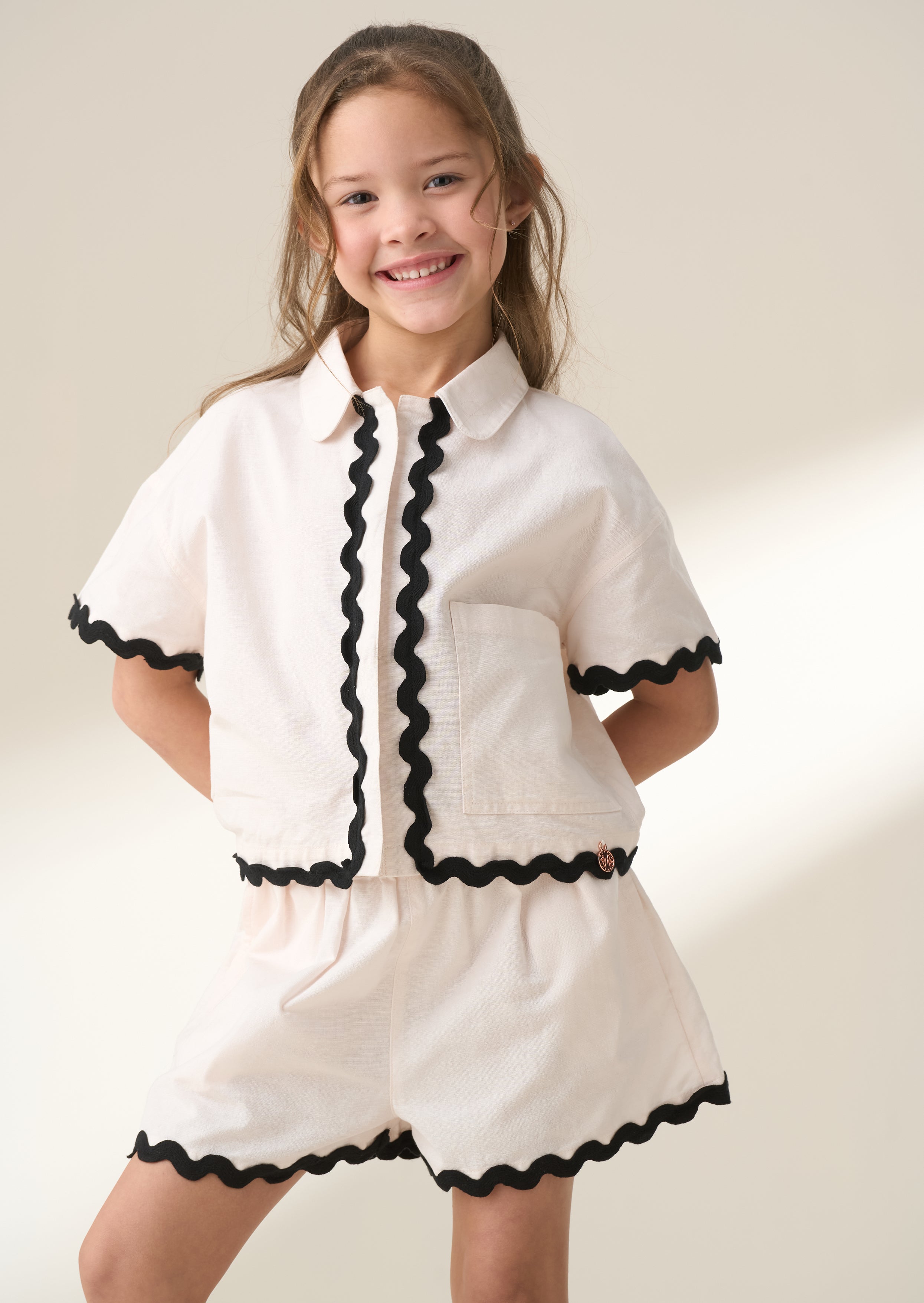 Brooke Ivory Ric Rac Shirt & Short Set