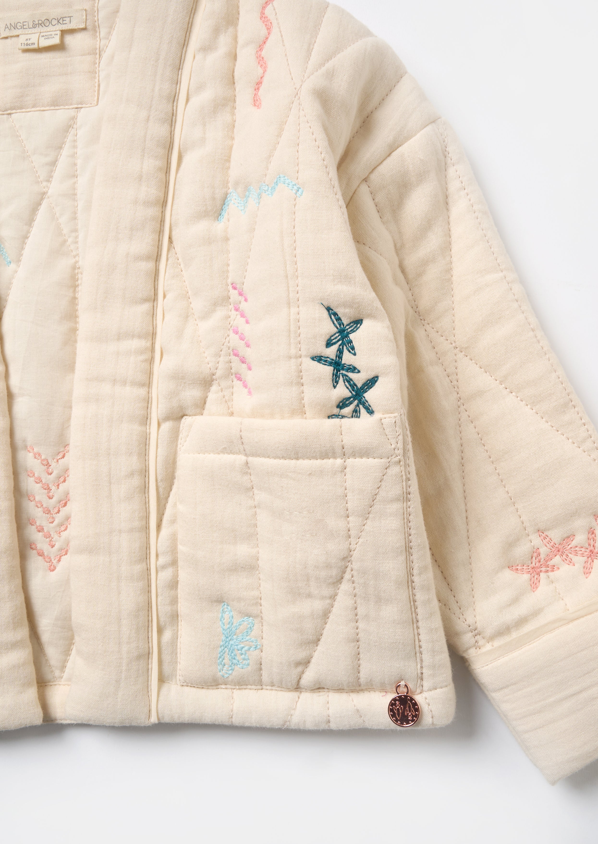 Rylee Ivory Quilted Embroidered Kimono Jacket