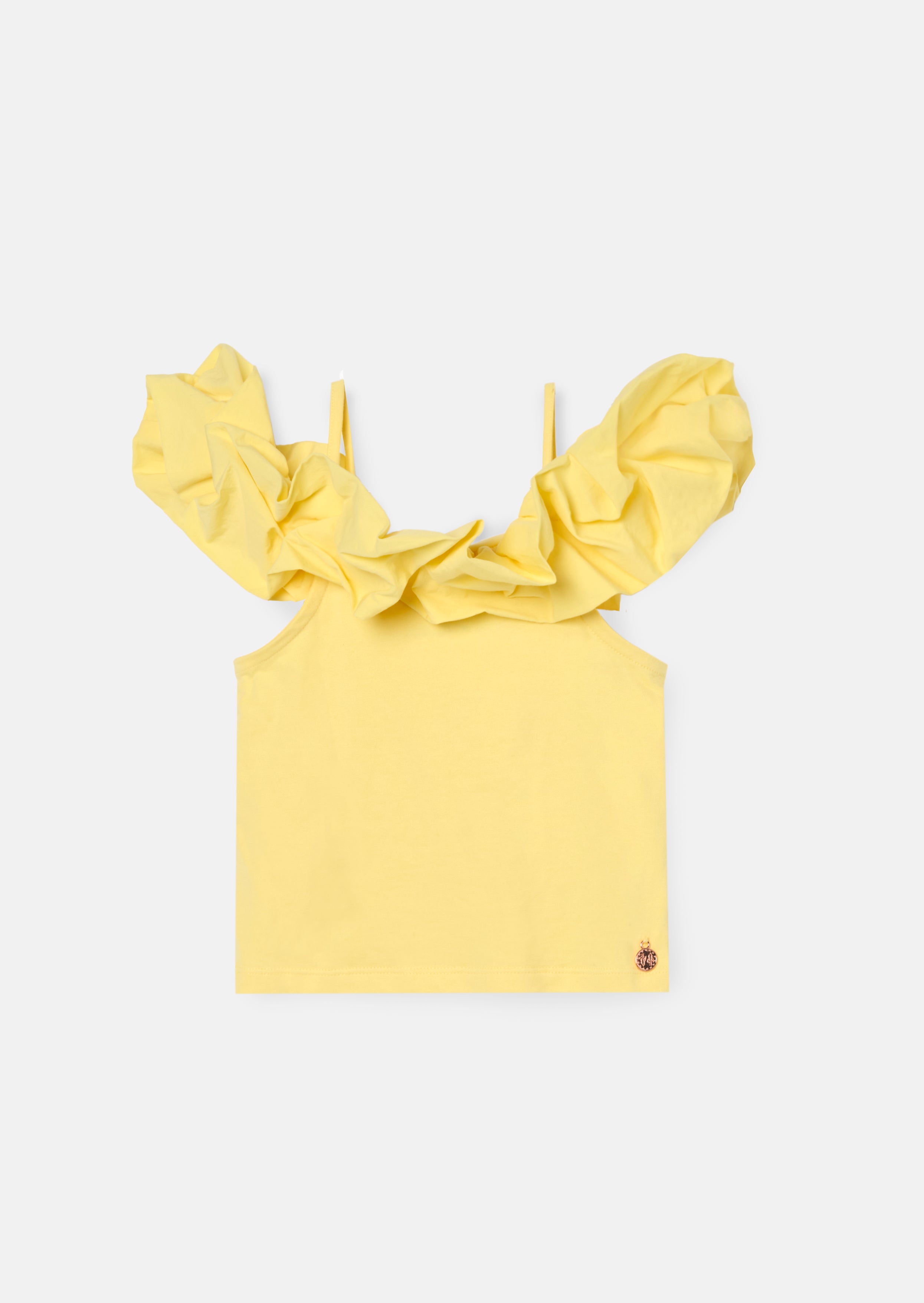 Carrie Yellow Ruffle Vest Top