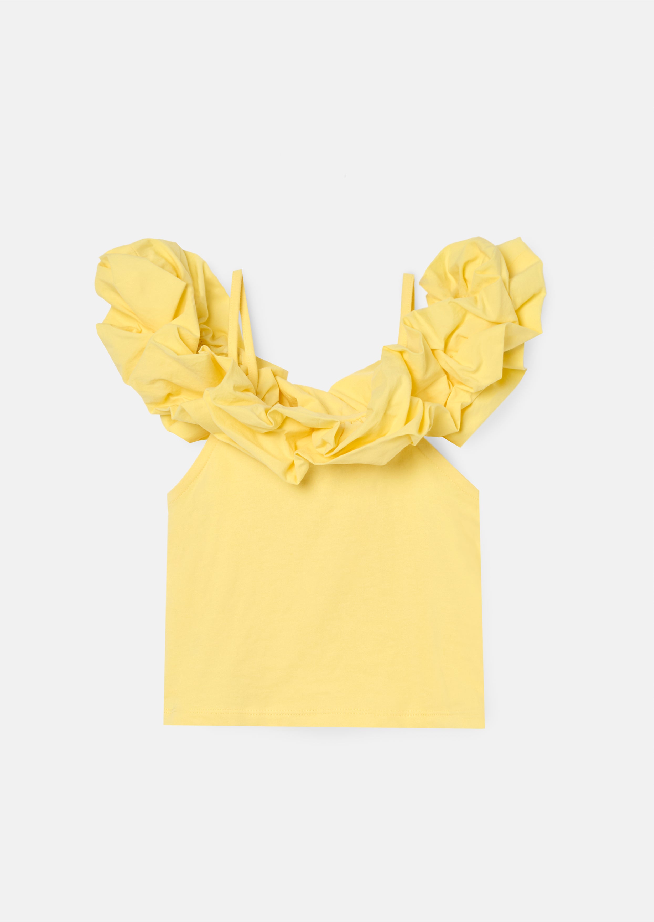 Carrie Yellow Ruffle Vest Top