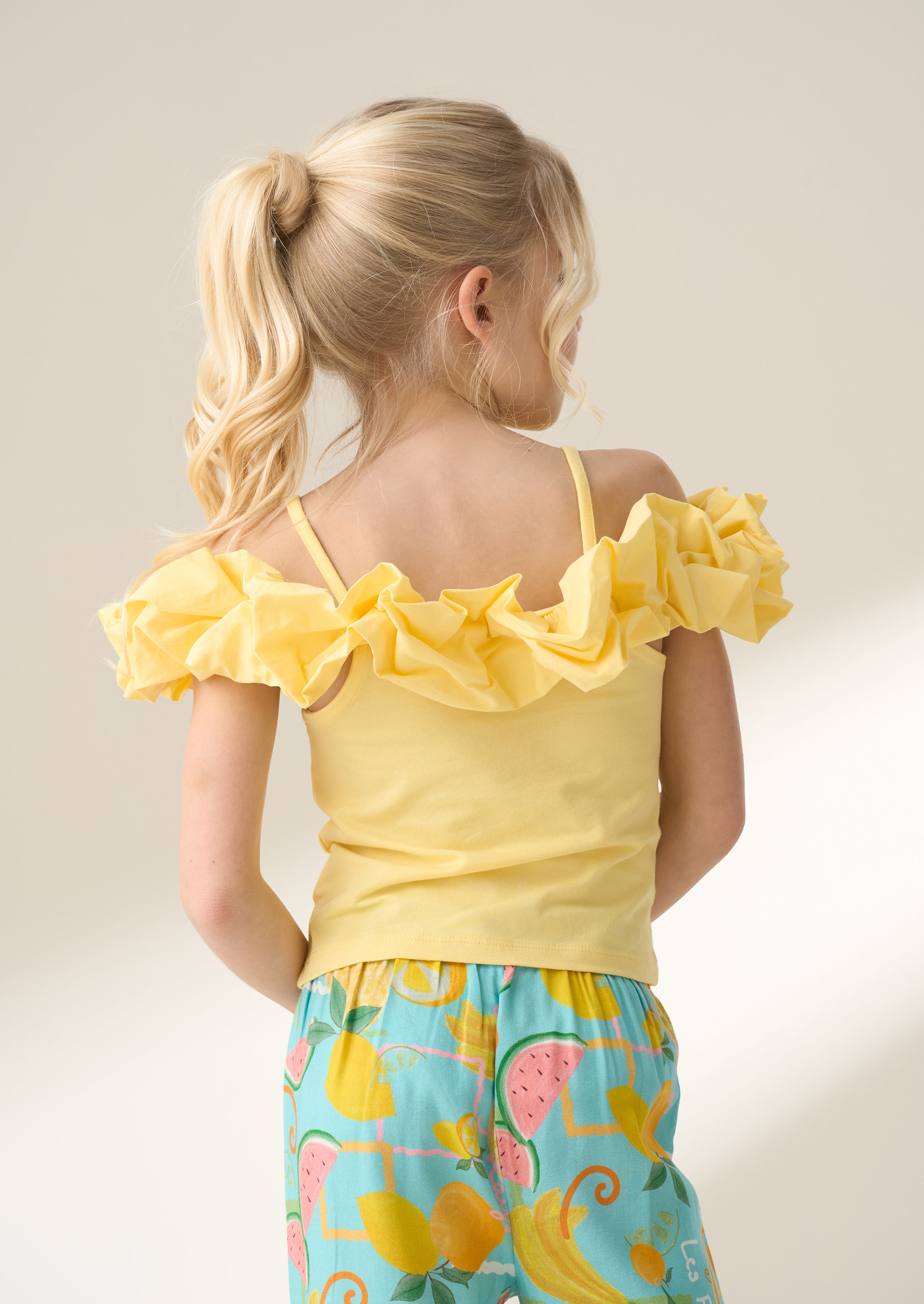 Carrie Yellow Ruffle Vest Top