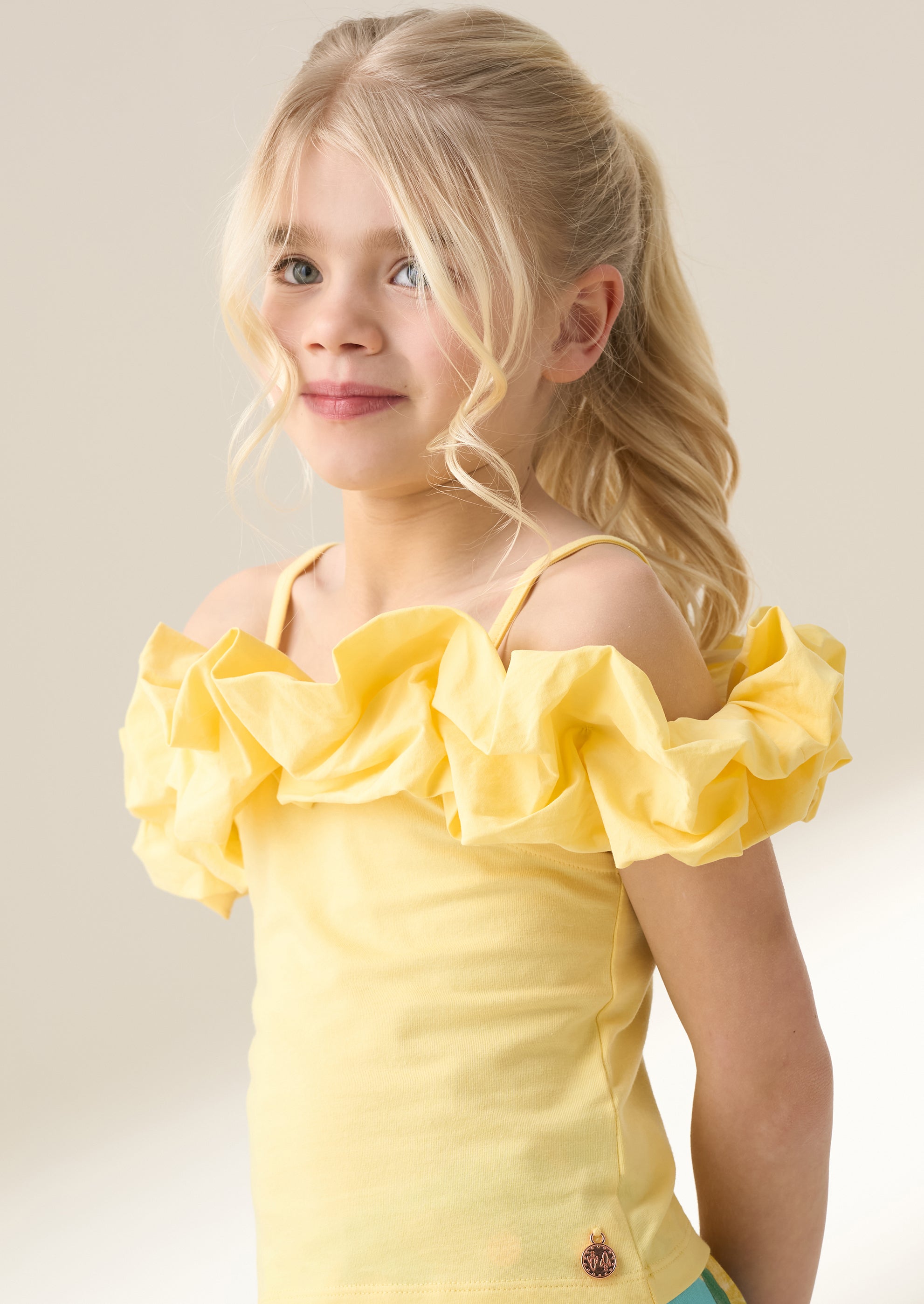 Carrie Yellow Ruffle Vest Top