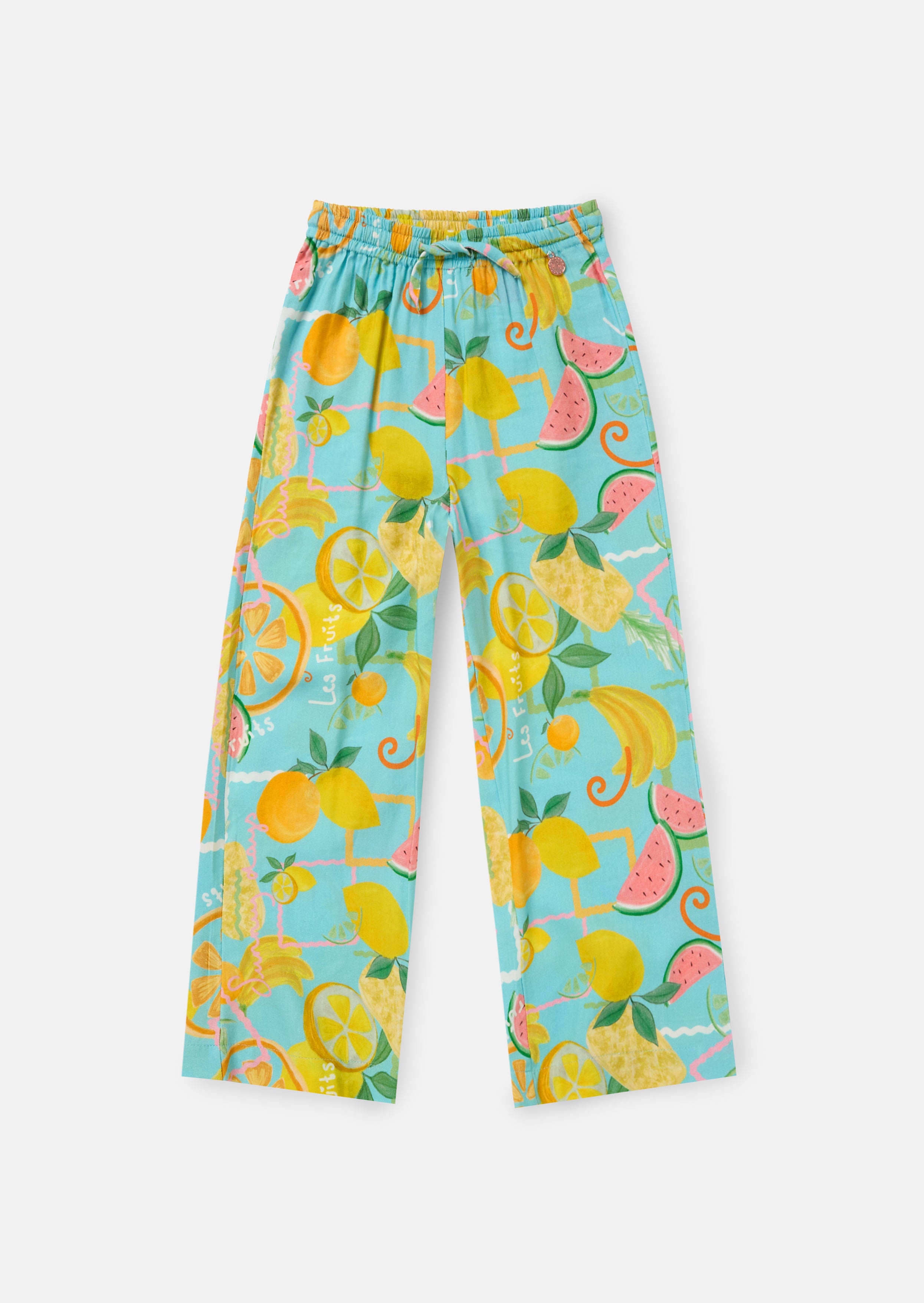 Lyla Blue Fruit Print Trousers