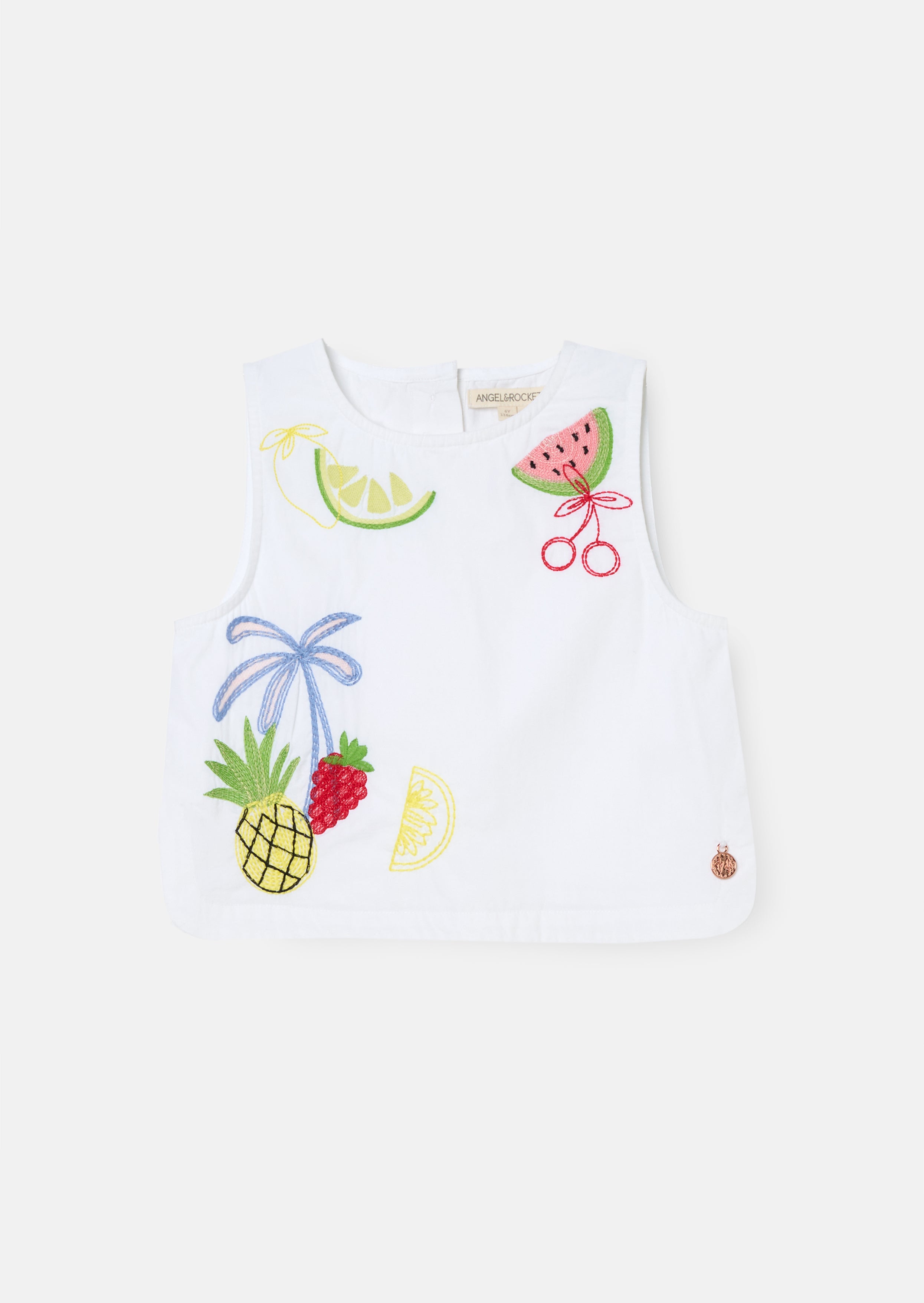 Emmie White Embroidered Shell Top