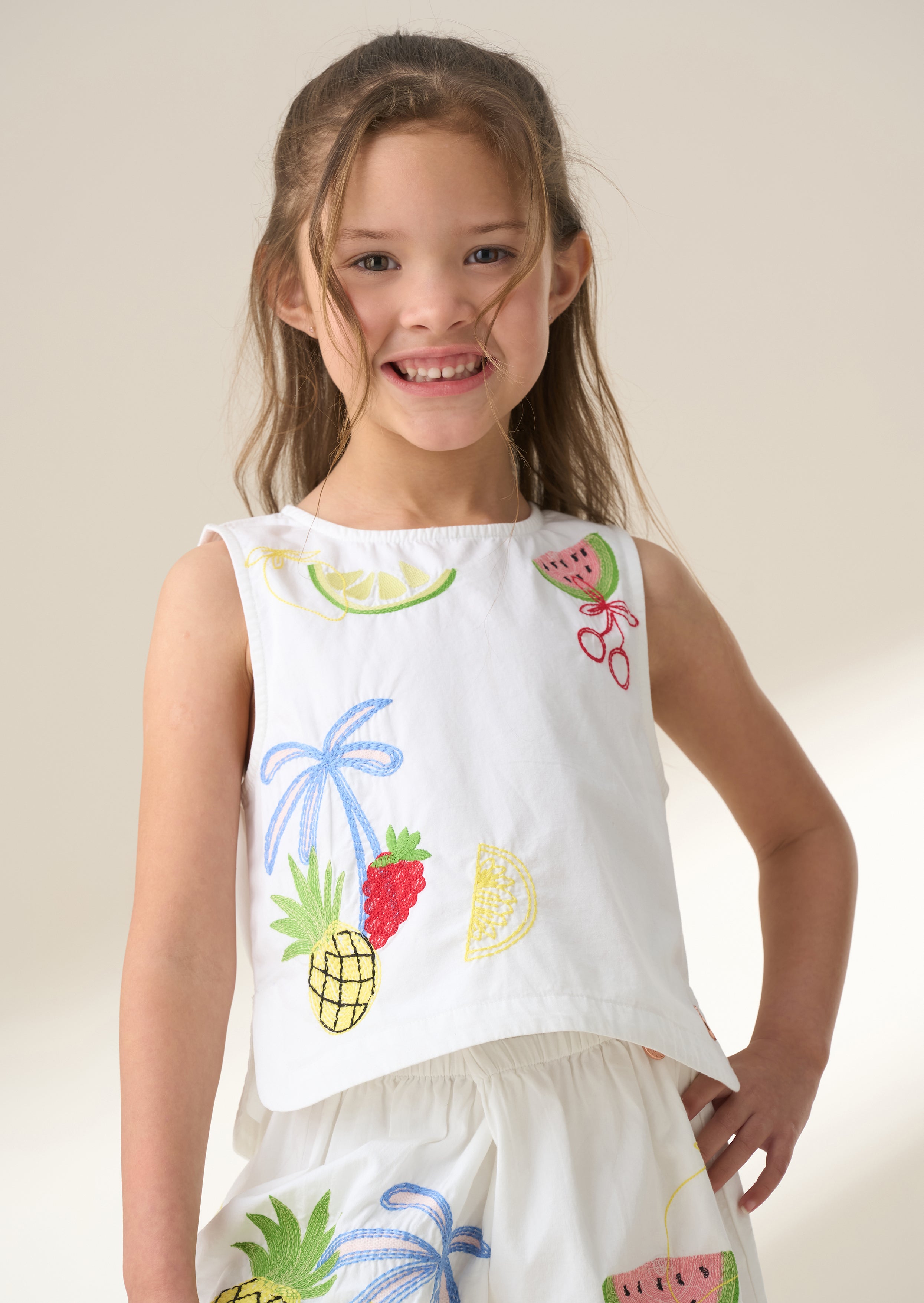 Emmie White Embroidered Shell Top