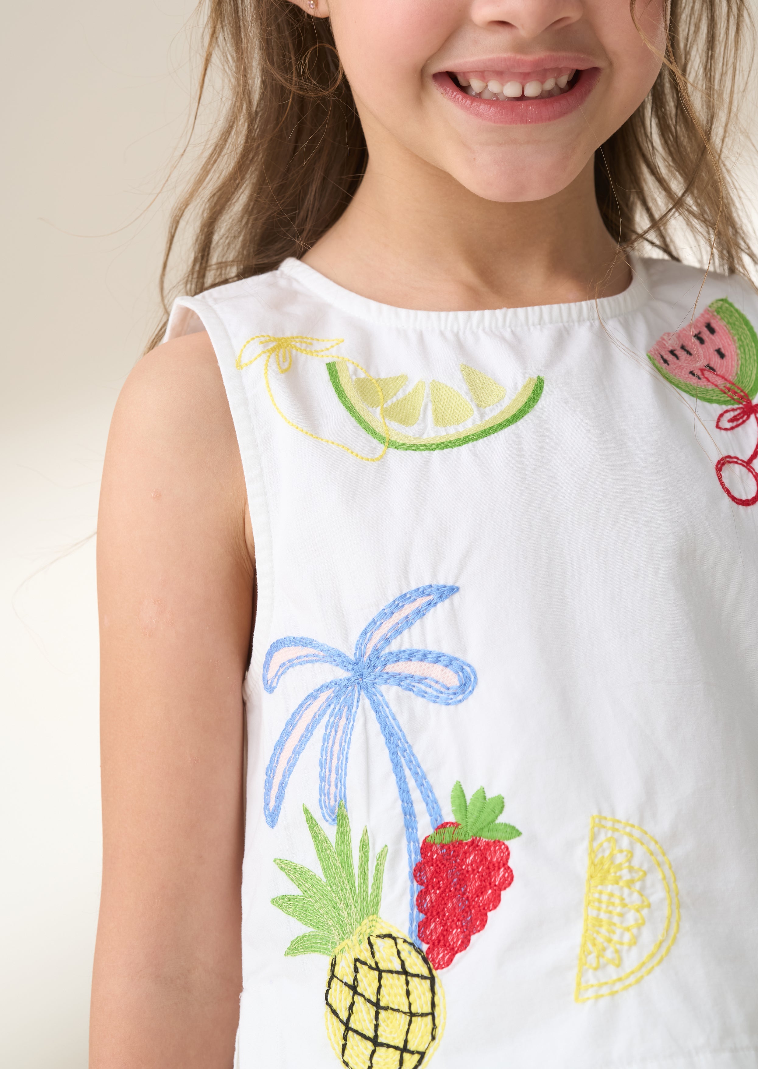 Emmie White Embroidered Shell Top