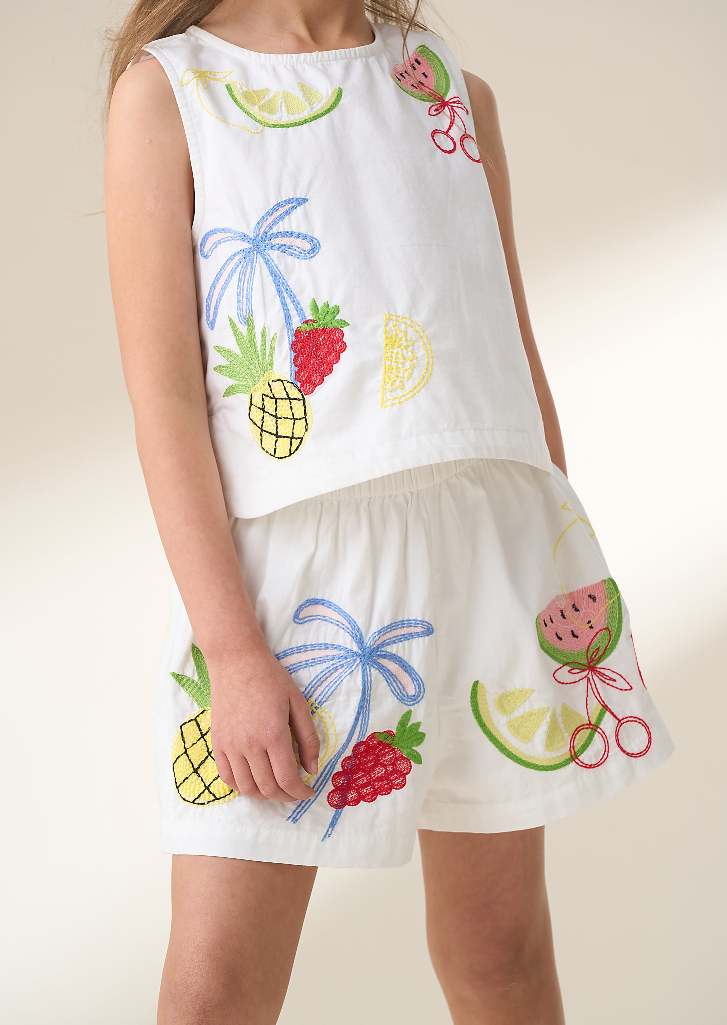 Emmie White Embroidered Shorts