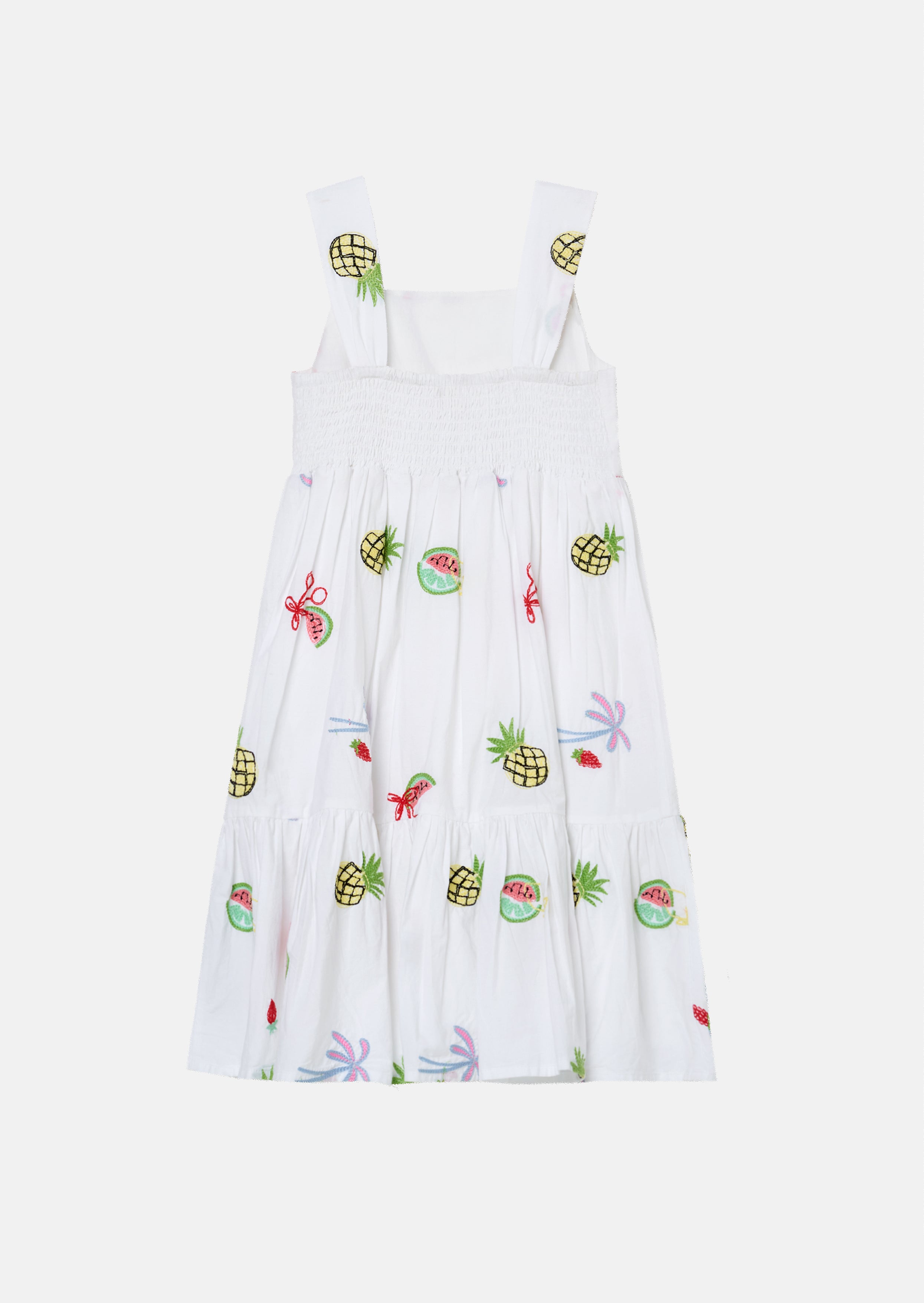 Emmie White Embroidered Fruit Dress