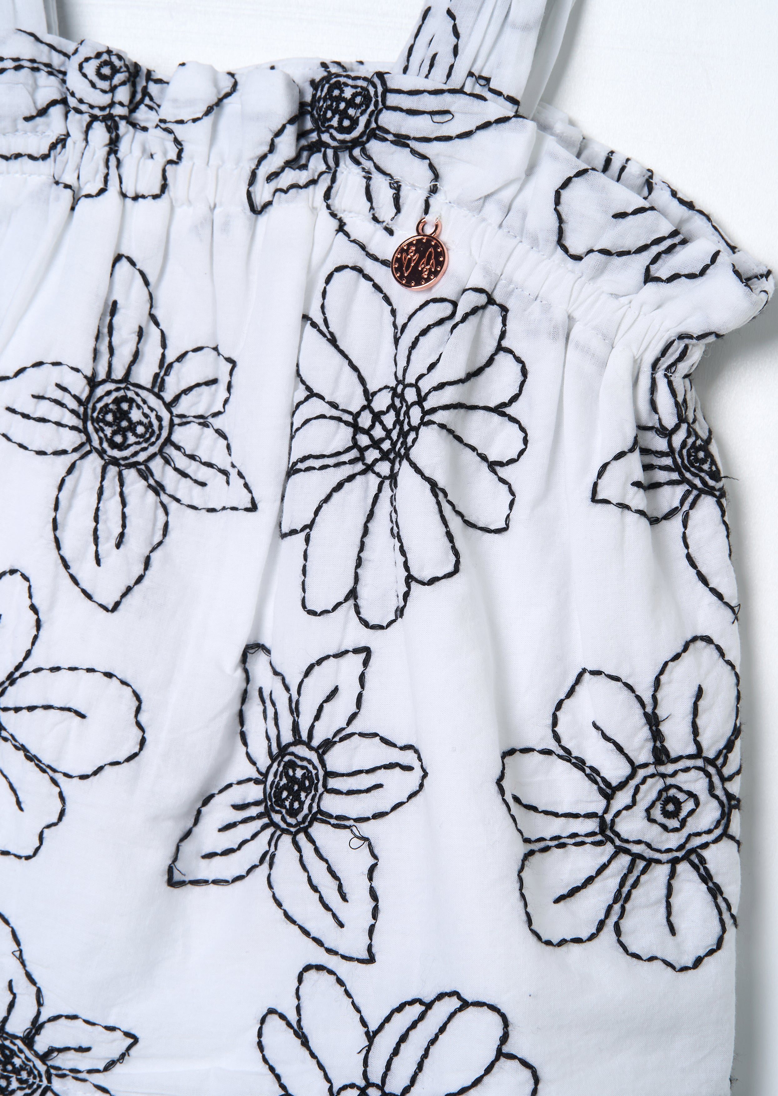 Maya White Embroidered Woven Top