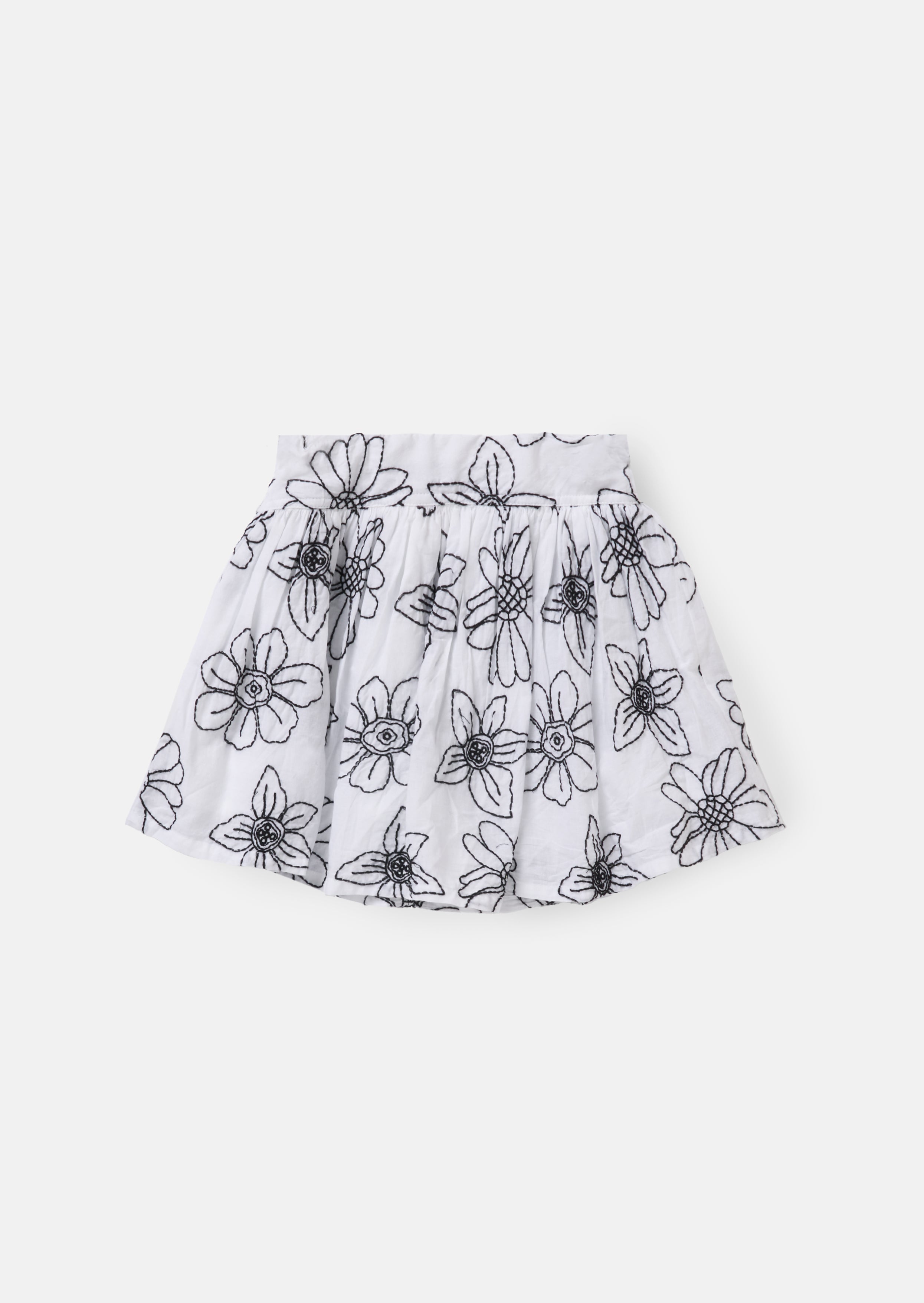 Maya White Embroidered Woven Skort