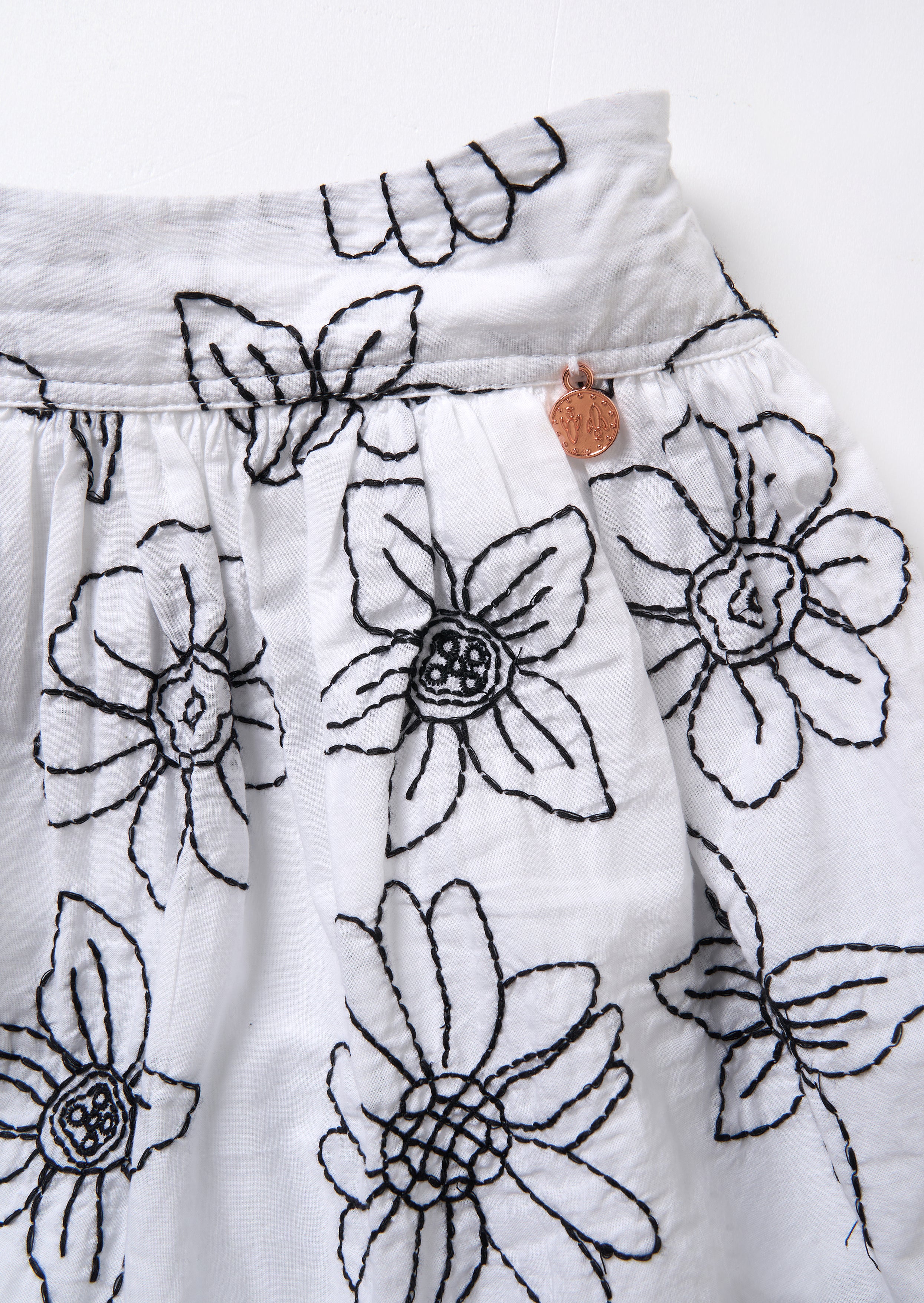 Maya White Embroidered Woven Skort