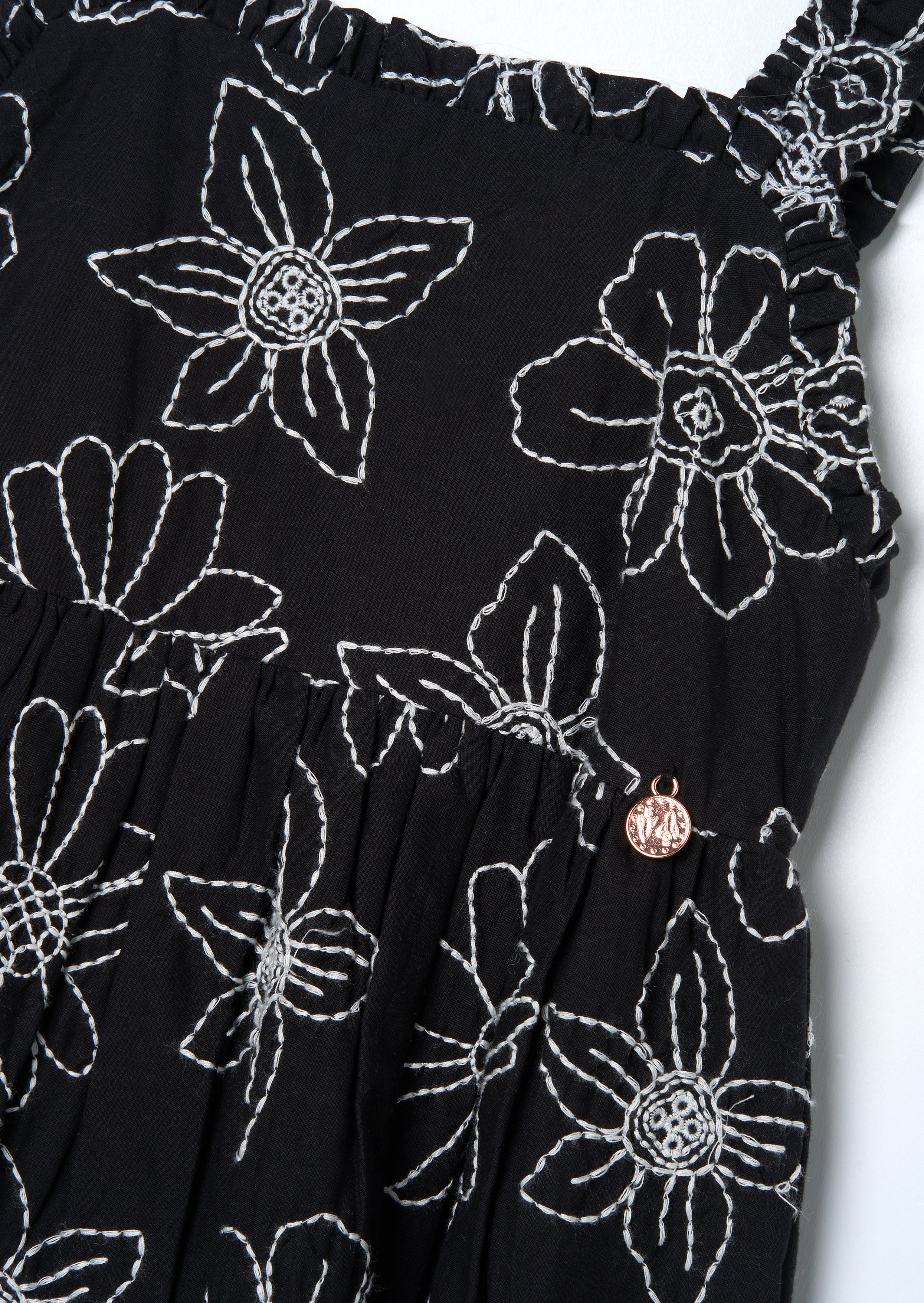 Maya Black Embroidered Woven Dress