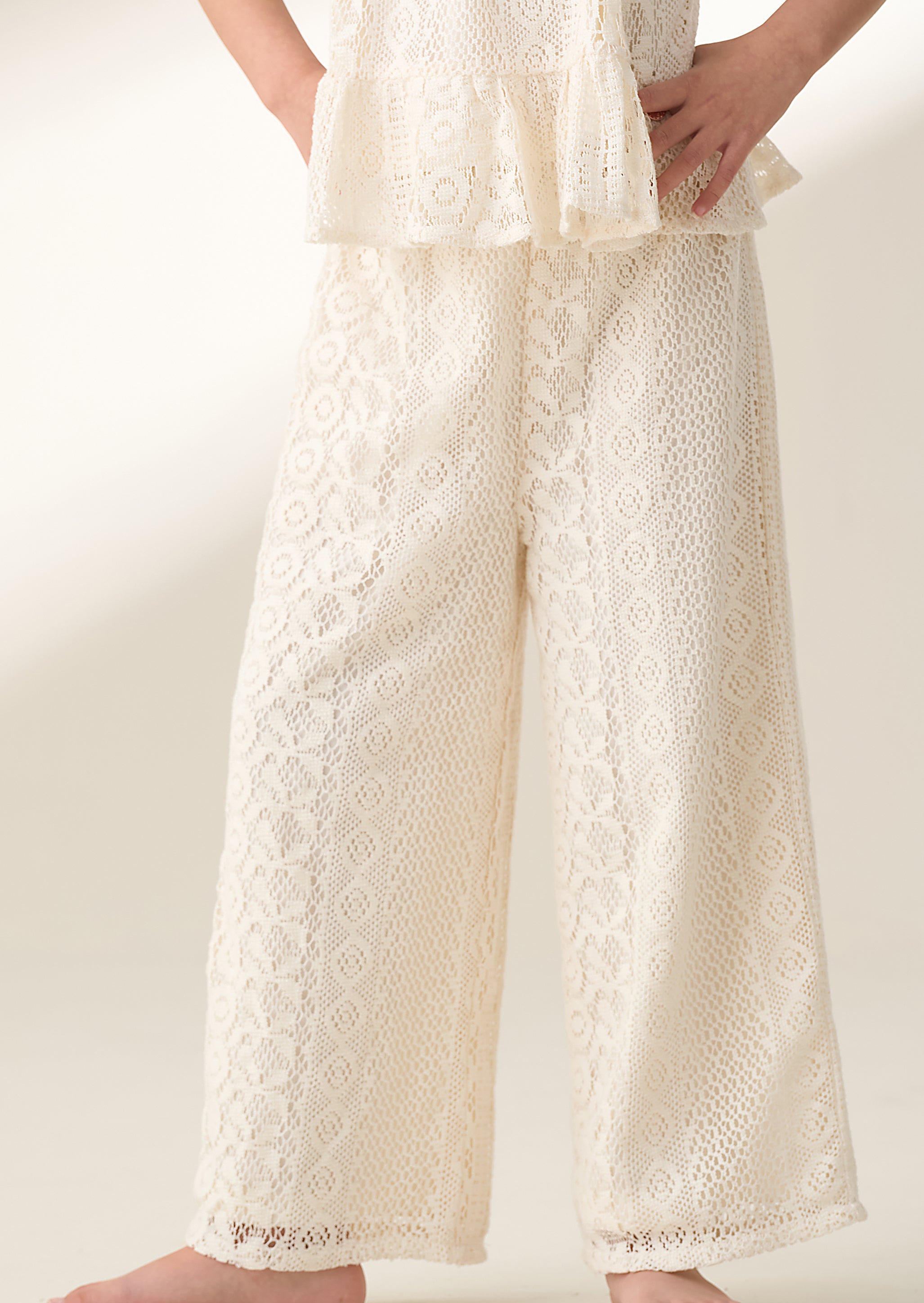 Kinsley Cream Jersey Crochet Trousers