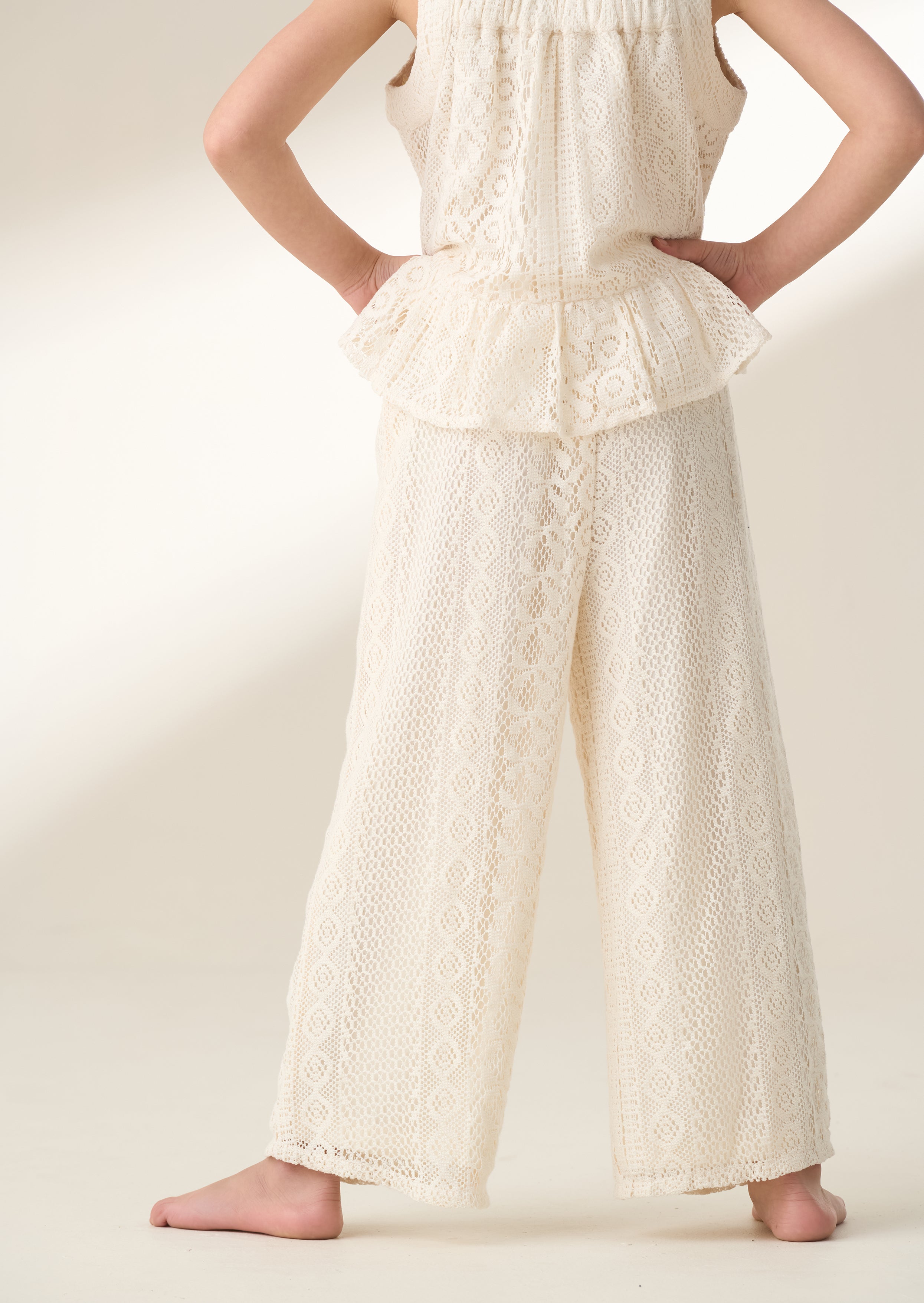 Kinsley Cream Jersey Crochet Trousers