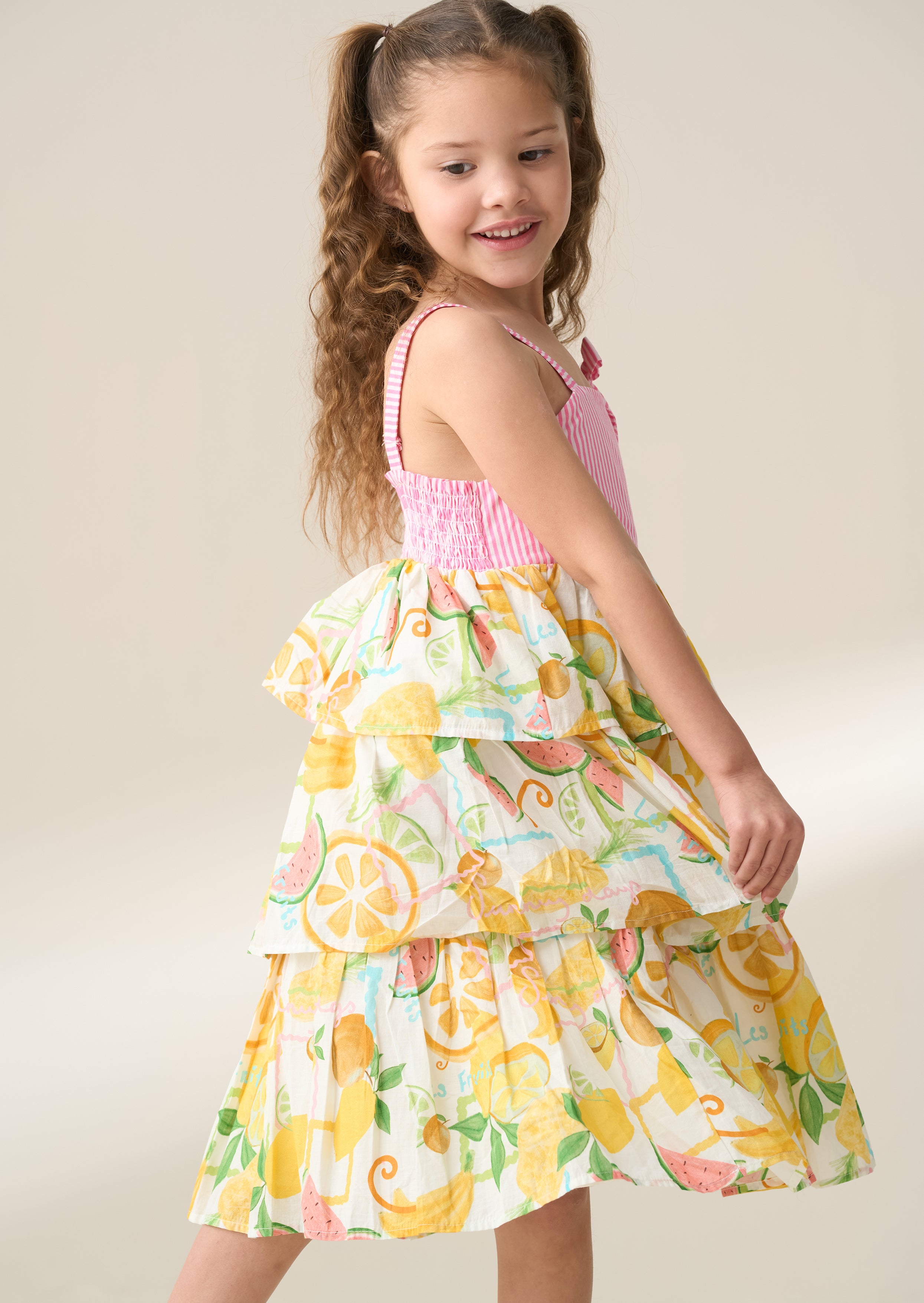 Lydia Multi Tiered Fruit Sun Dress