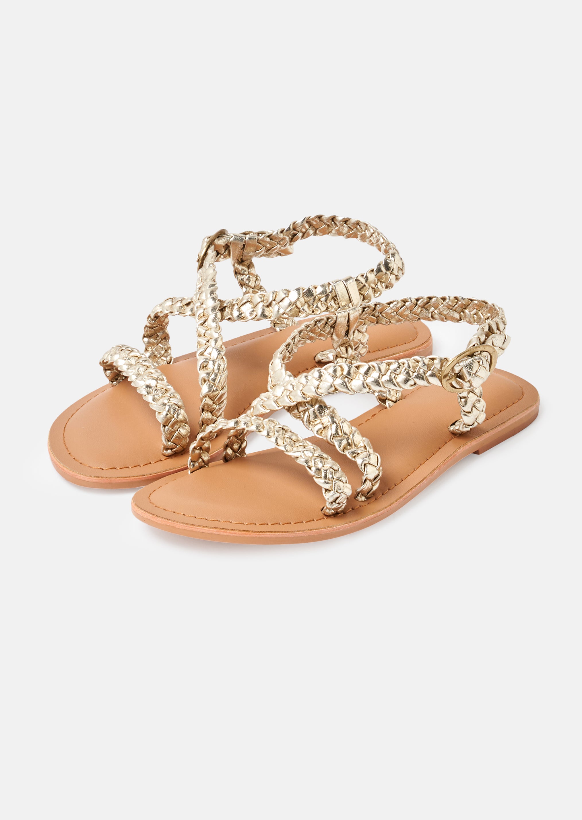 Delilah Gold Basket Weave Gold Sandal