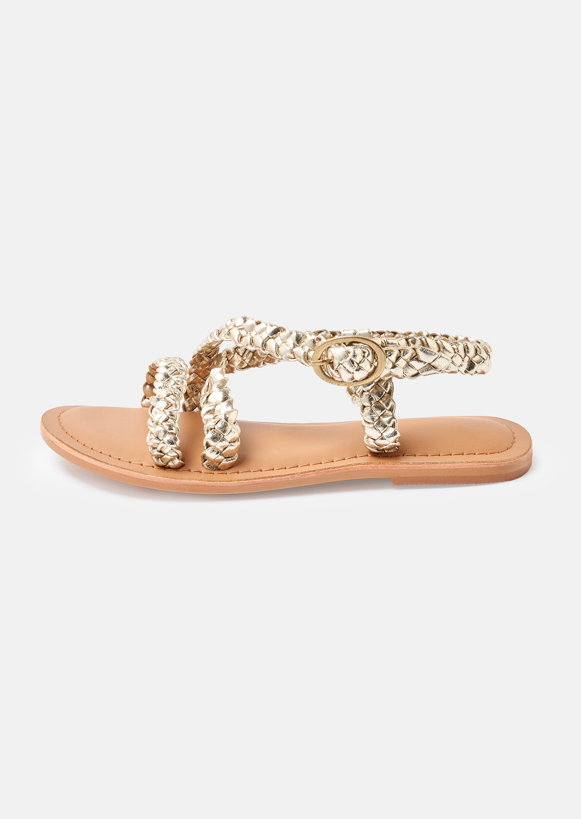 Delilah Gold Basket Weave Gold Sandal