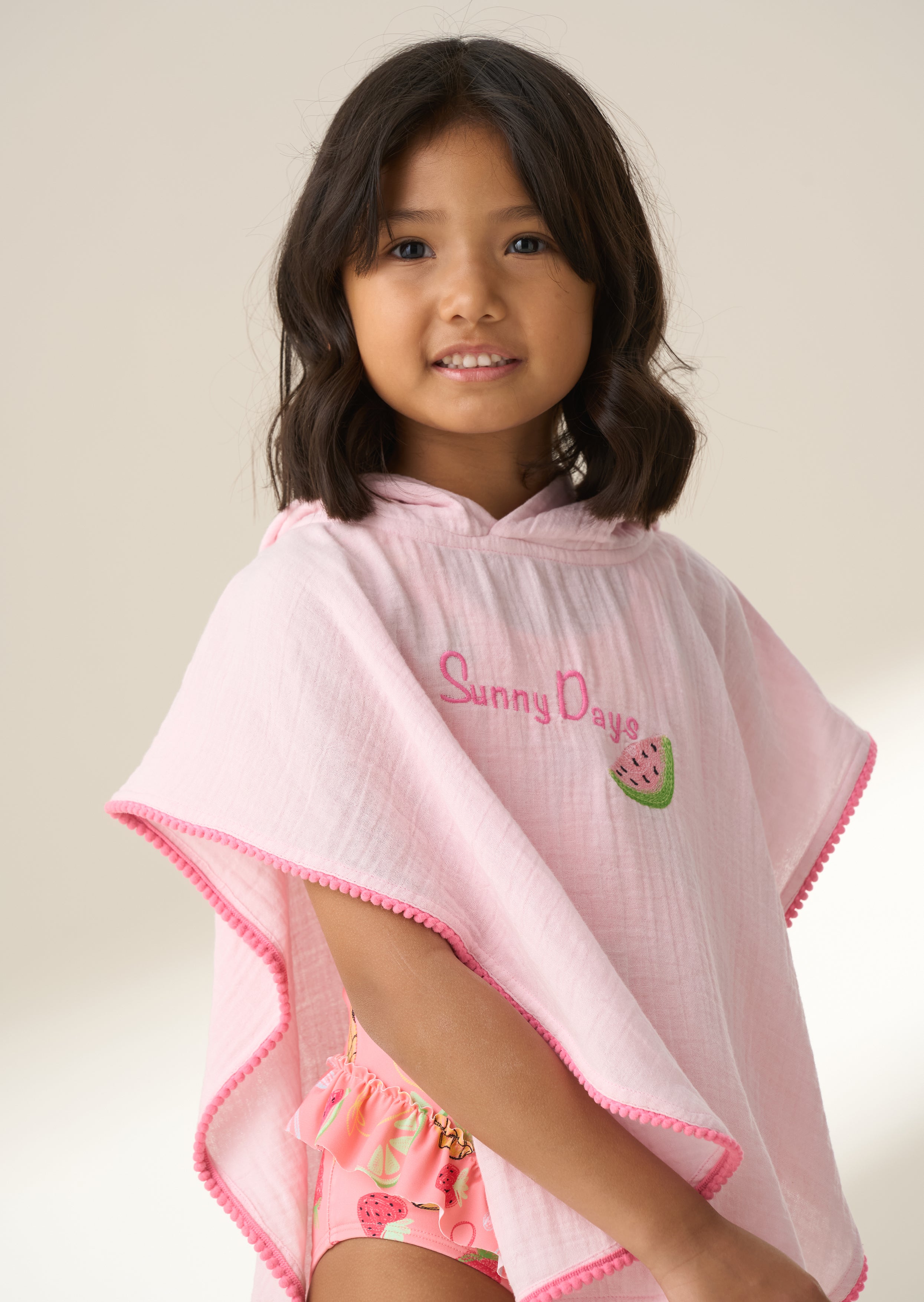 Ruby Pink Pom Pom Trim Kaftan