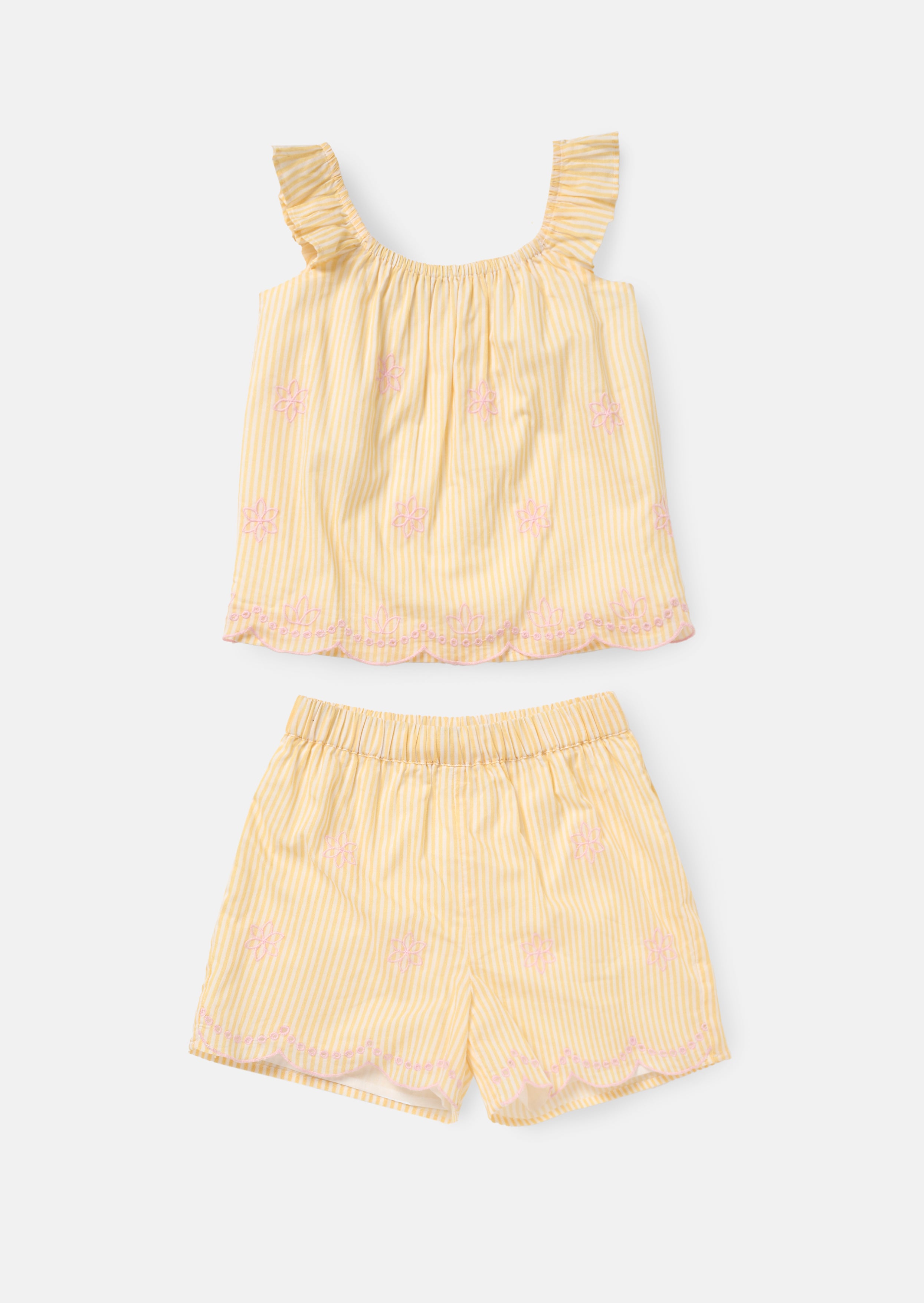 Alba Yellow Broderie PJ Set