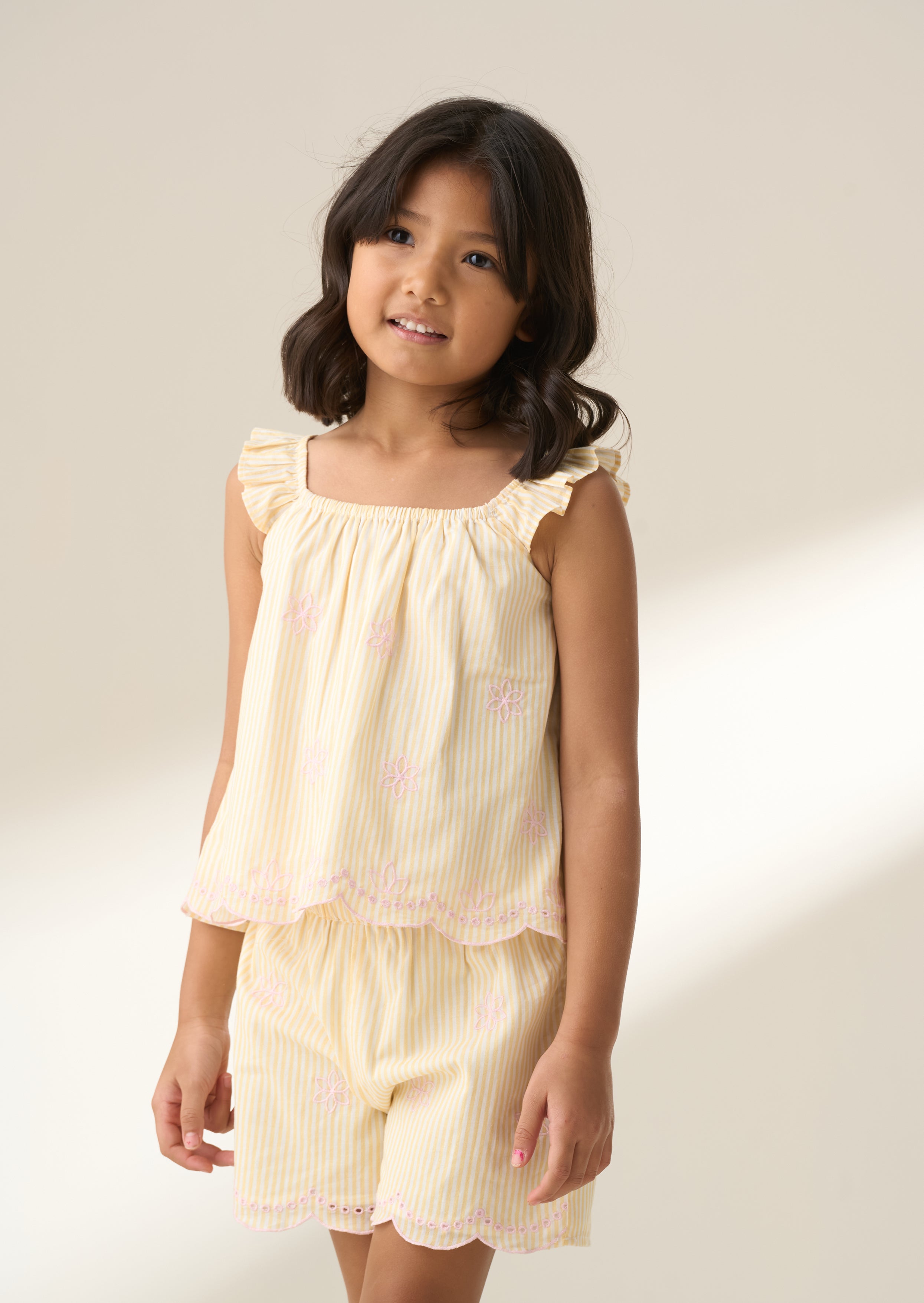 Alba Yellow Broderie PJ Set