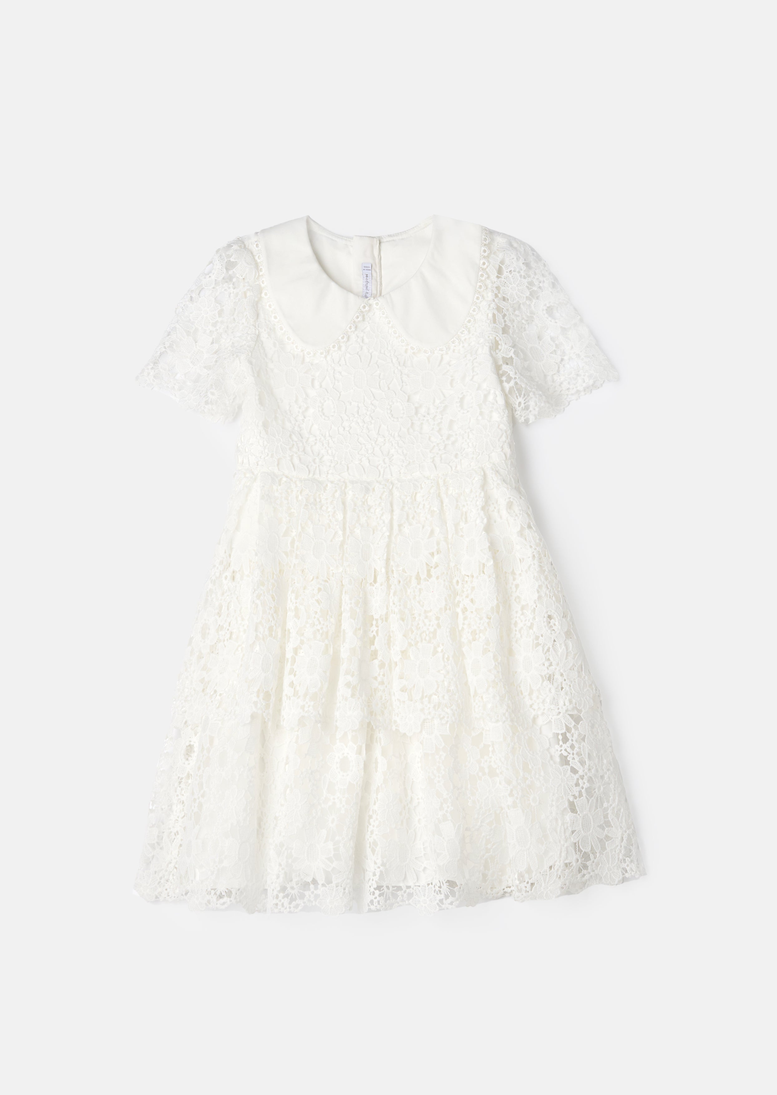 Mavea White Collared Lace Dress