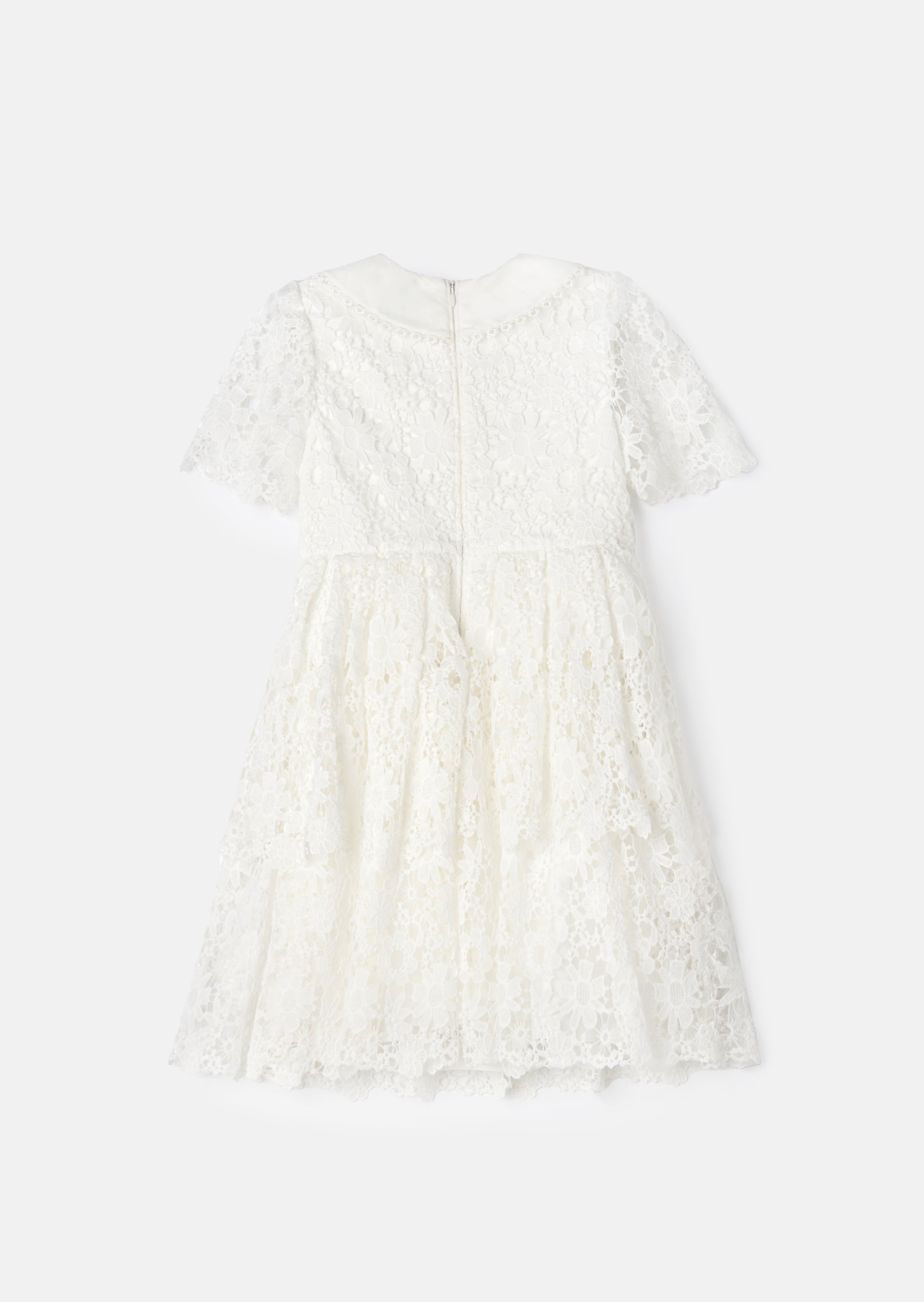 Mavea White Collared Lace Dress