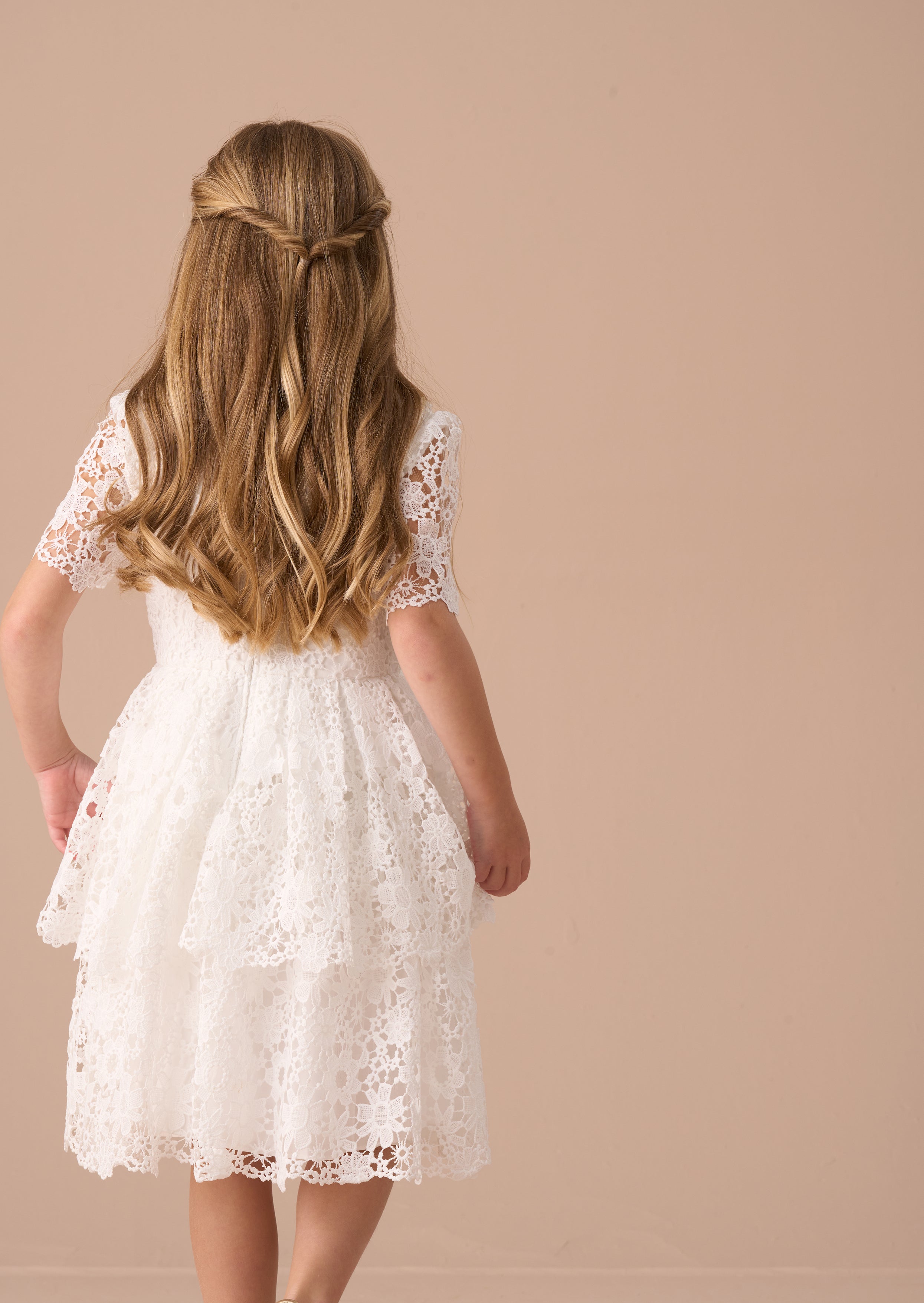 Mavea White Collared Lace Dress